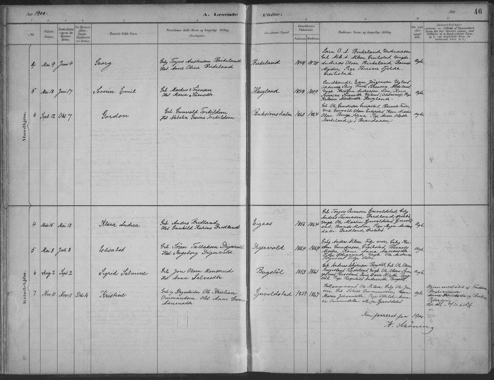 Søgne sokneprestkontor, AV/SAK-1111-0037/F/Fa/Faa/L0003: Parish register (official) no. A 3, 1883-1910, p. 46