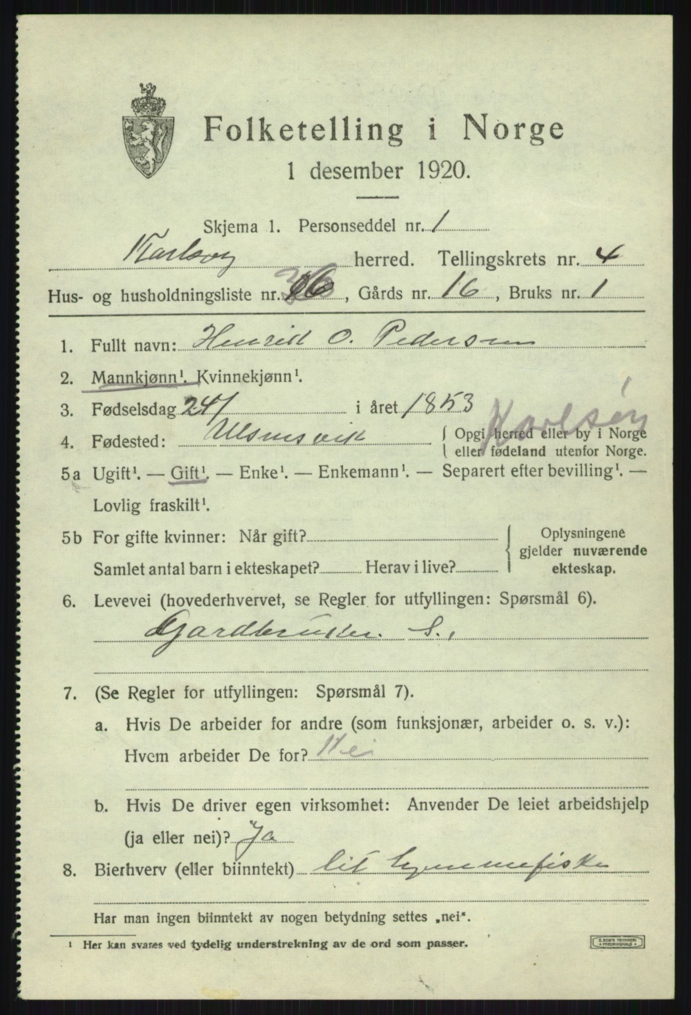 SATØ, 1920 census for Karlsøy, 1920, p. 2081