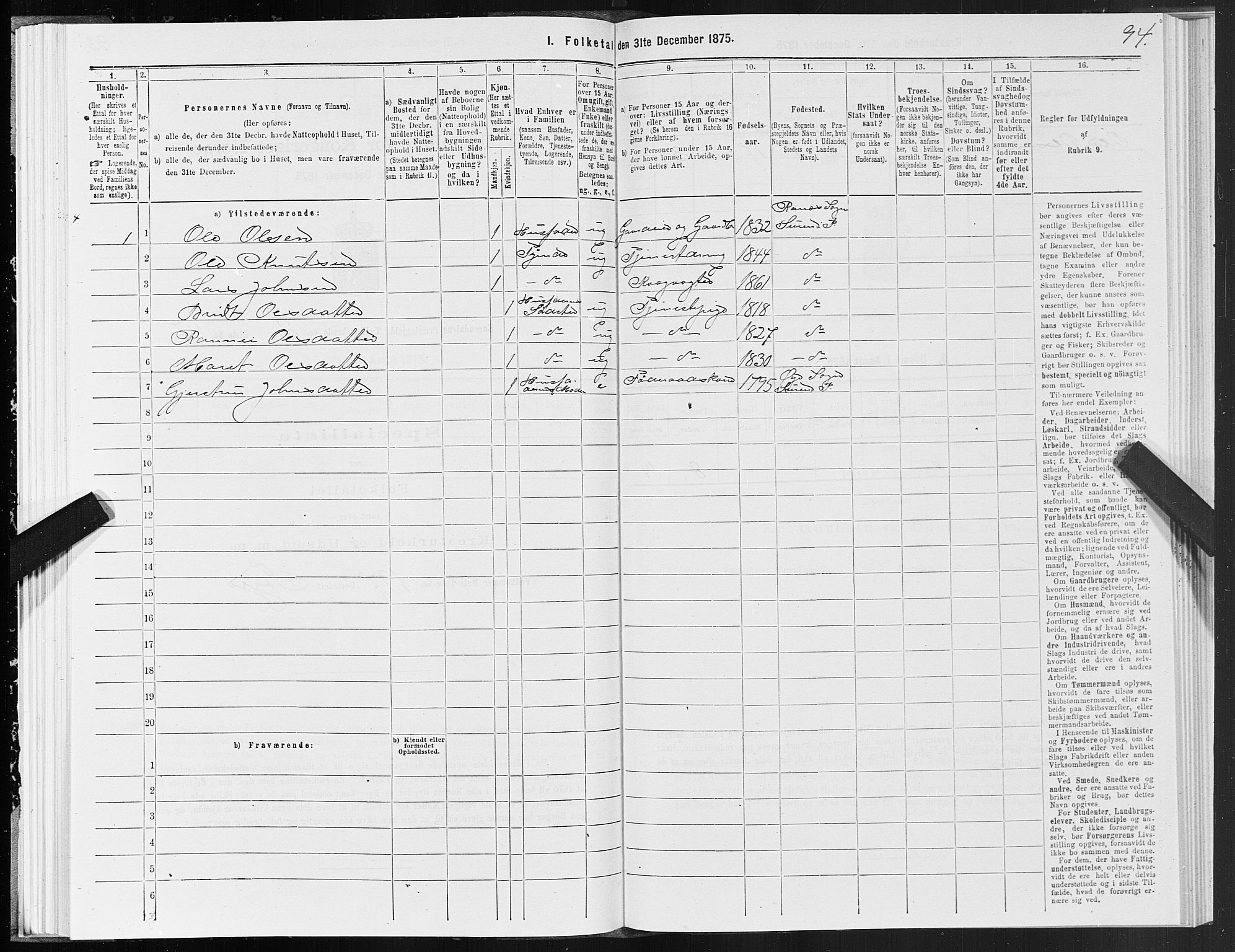 SAT, 1875 census for 1566P Surnadal, 1875, p. 2094