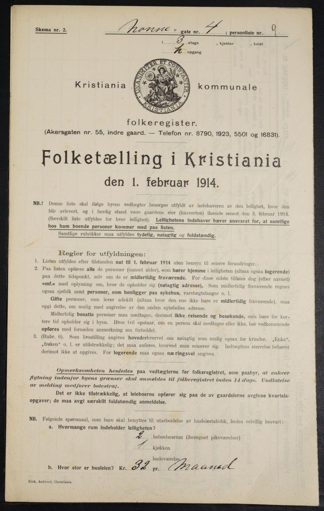 OBA, Municipal Census 1914 for Kristiania, 1914, p. 71380