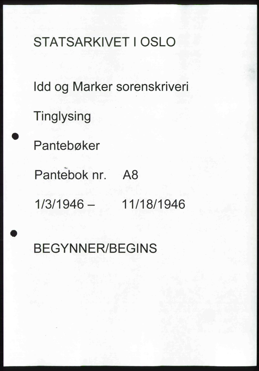 Idd og Marker sorenskriveri, AV/SAO-A-10283/G/Gb/Gbb/L0008: Mortgage book no. A8, 1946-1946