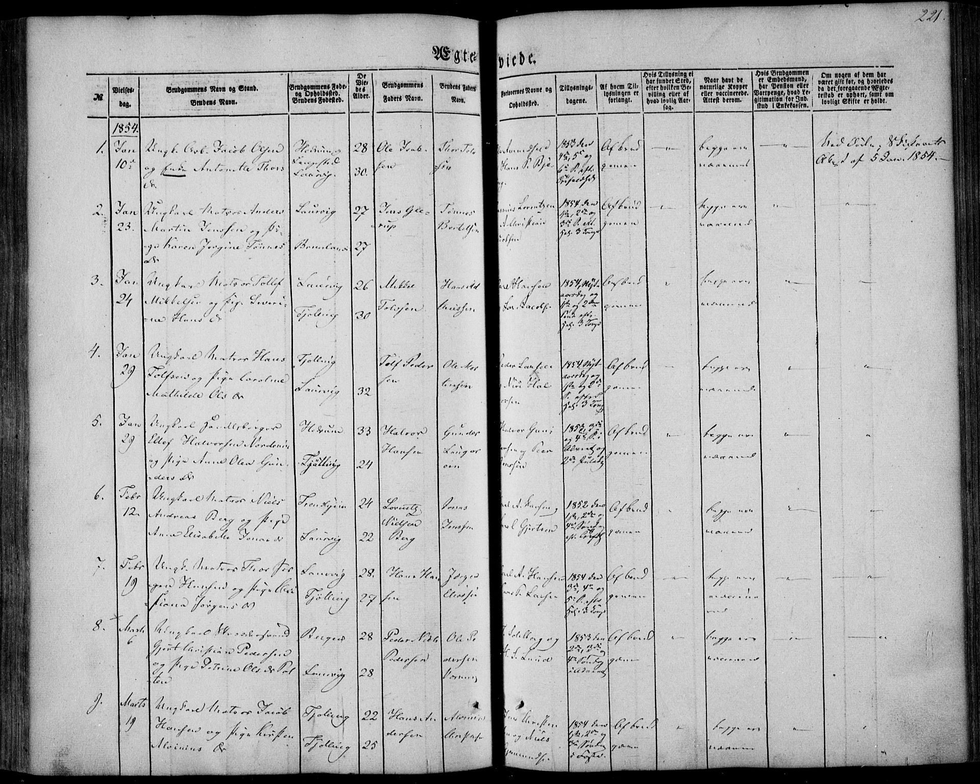 Larvik kirkebøker, SAKO/A-352/F/Fa/L0003: Parish register (official) no. I 3, 1848-1856, p. 221