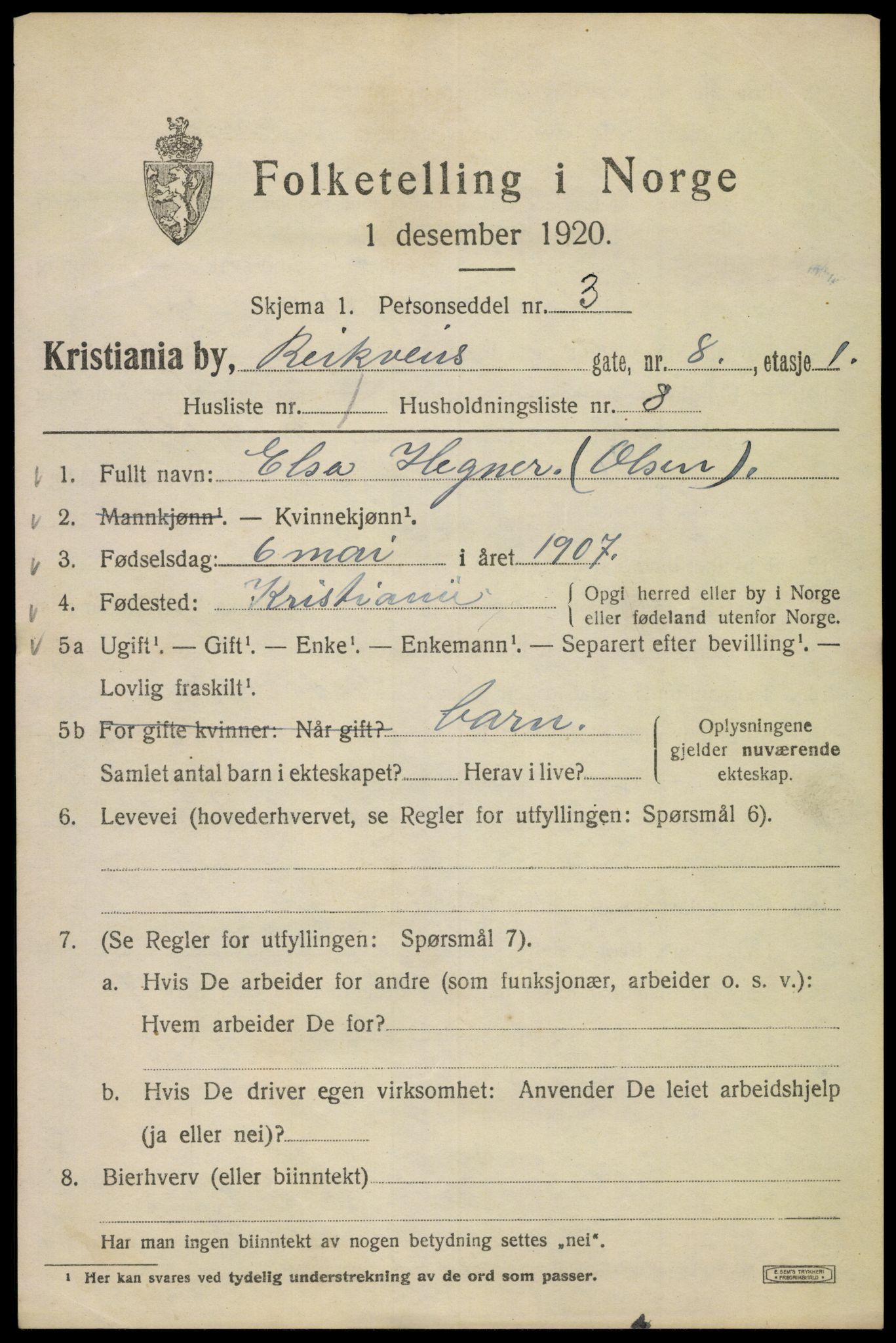 SAO, 1920 census for Kristiania, 1920, p. 461863