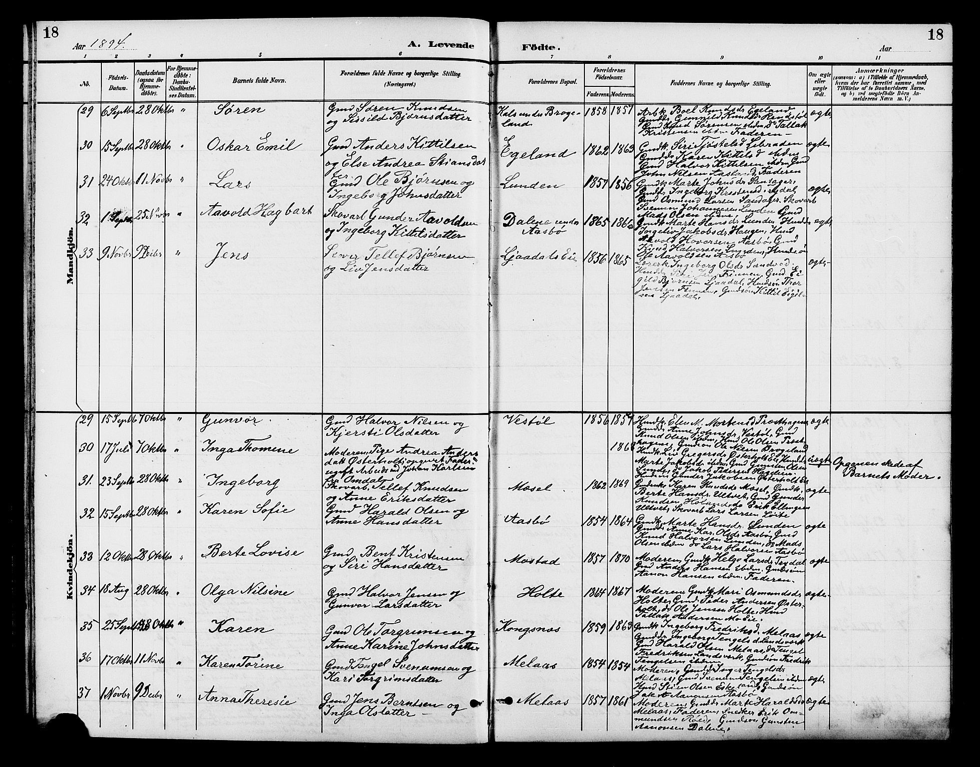 Gjerstad sokneprestkontor, AV/SAK-1111-0014/F/Fb/Fba/L0007: Parish register (copy) no. B 7, 1891-1908, p. 18