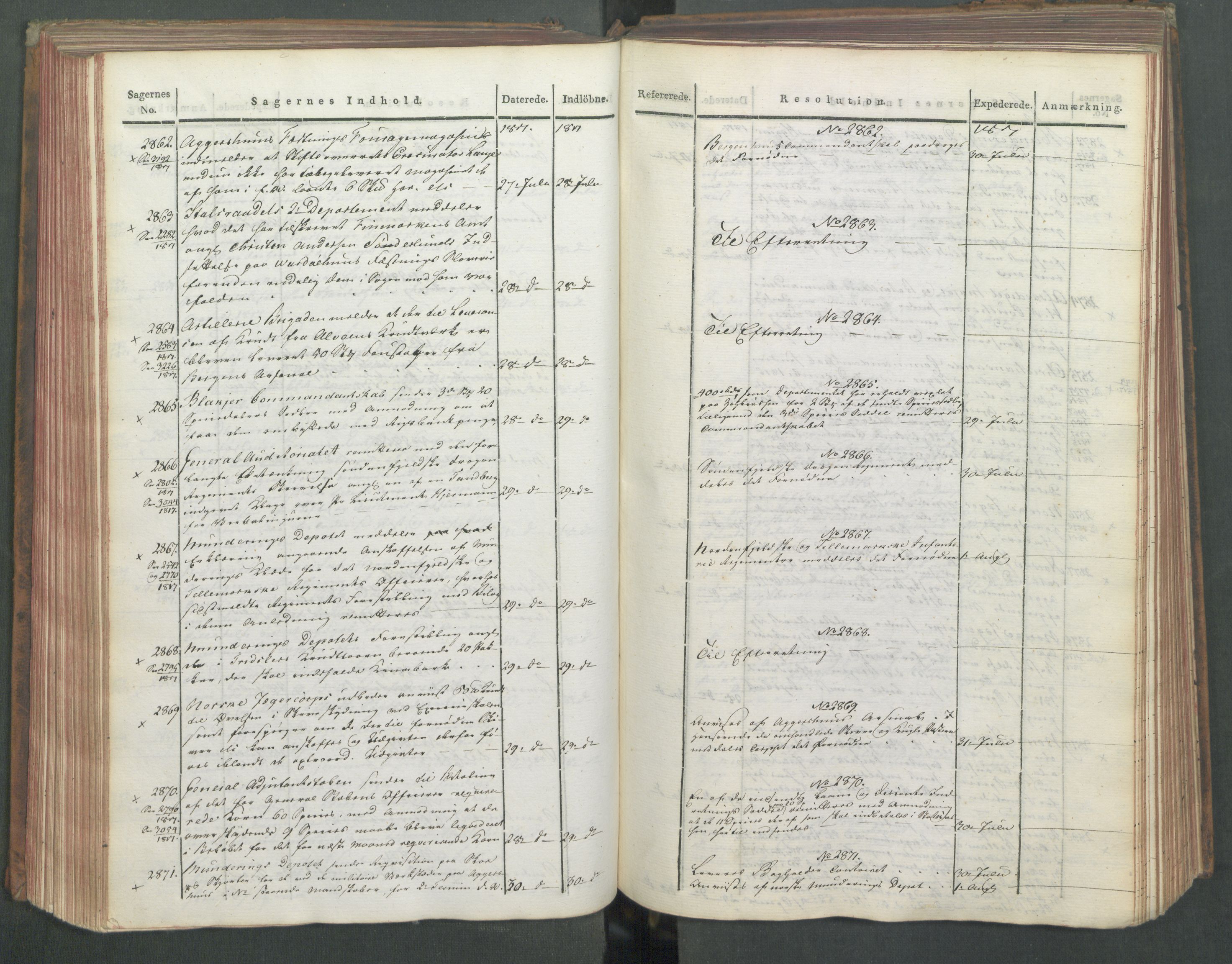 Armédepartementet, AV/RA-RAFA-3493/C/Ca/L0012: 6. Departements Journal, 1817