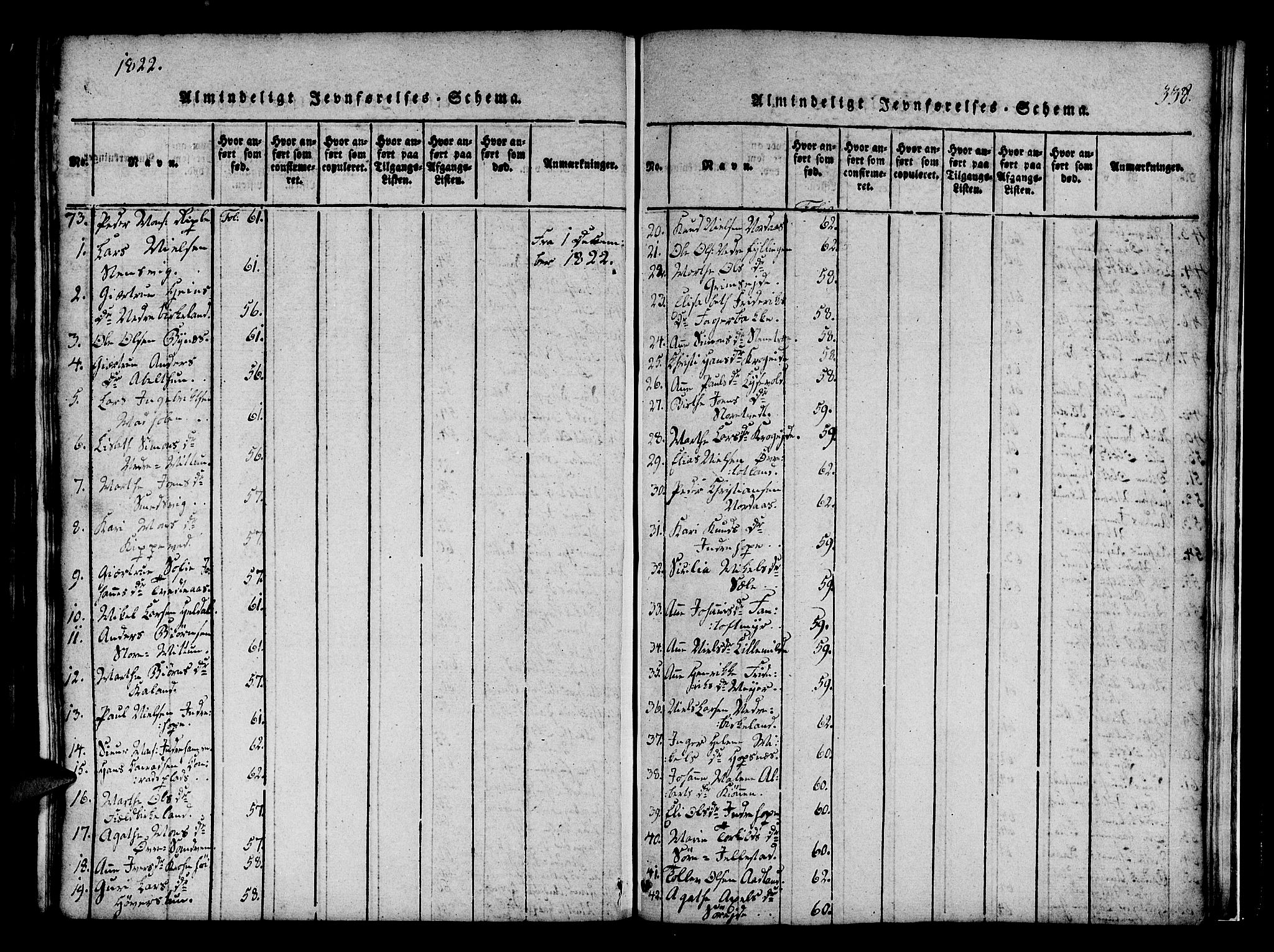 Fana Sokneprestembete, SAB/A-75101/H/Haa/Haaa/L0007: Parish register (official) no. A 7, 1816-1828, p. 338
