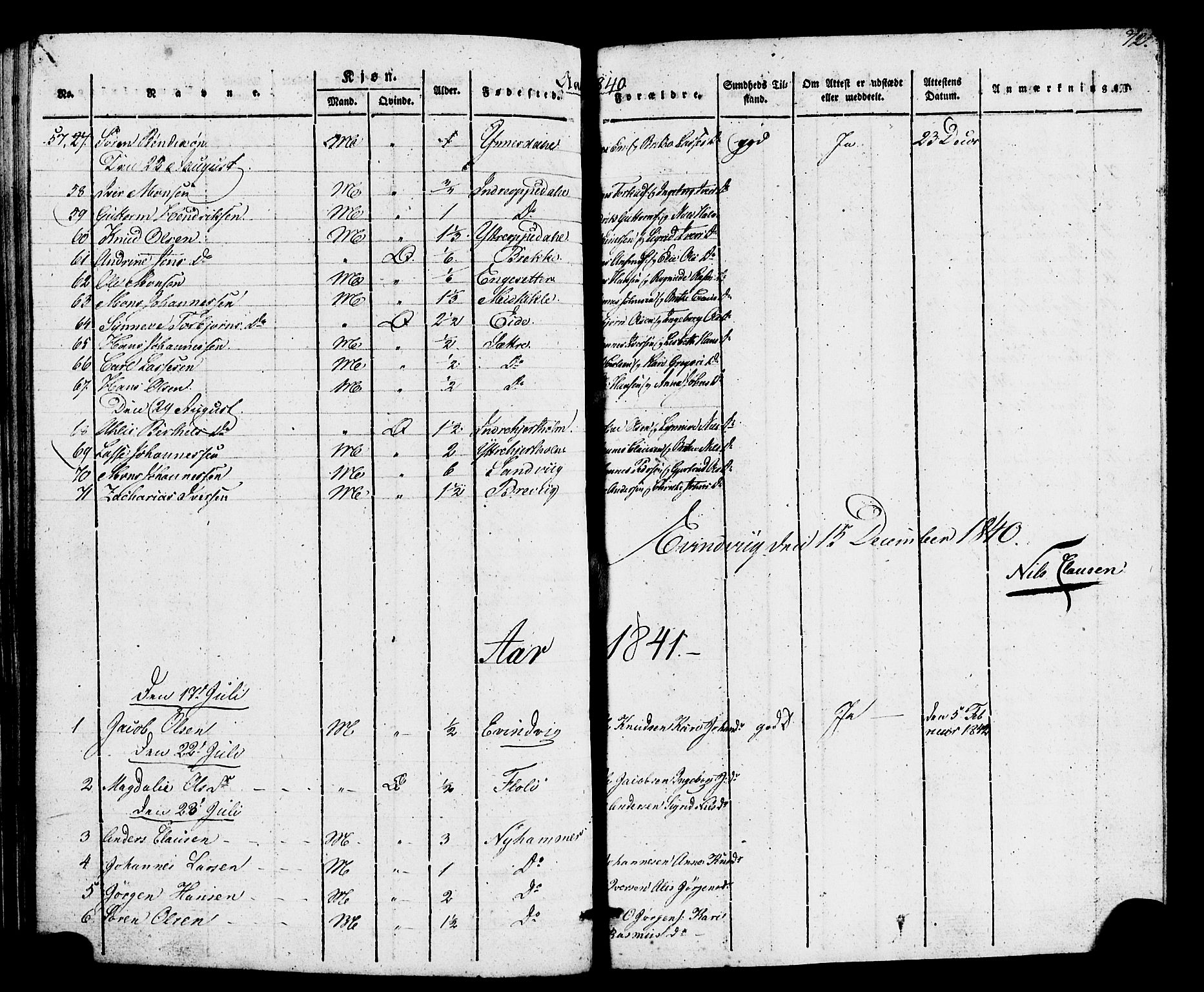 Gulen sokneprestembete, SAB/A-80201/H/Haa/Haaa/L0026: Parish register (official) no. A 26, 1826-1842, p. 72