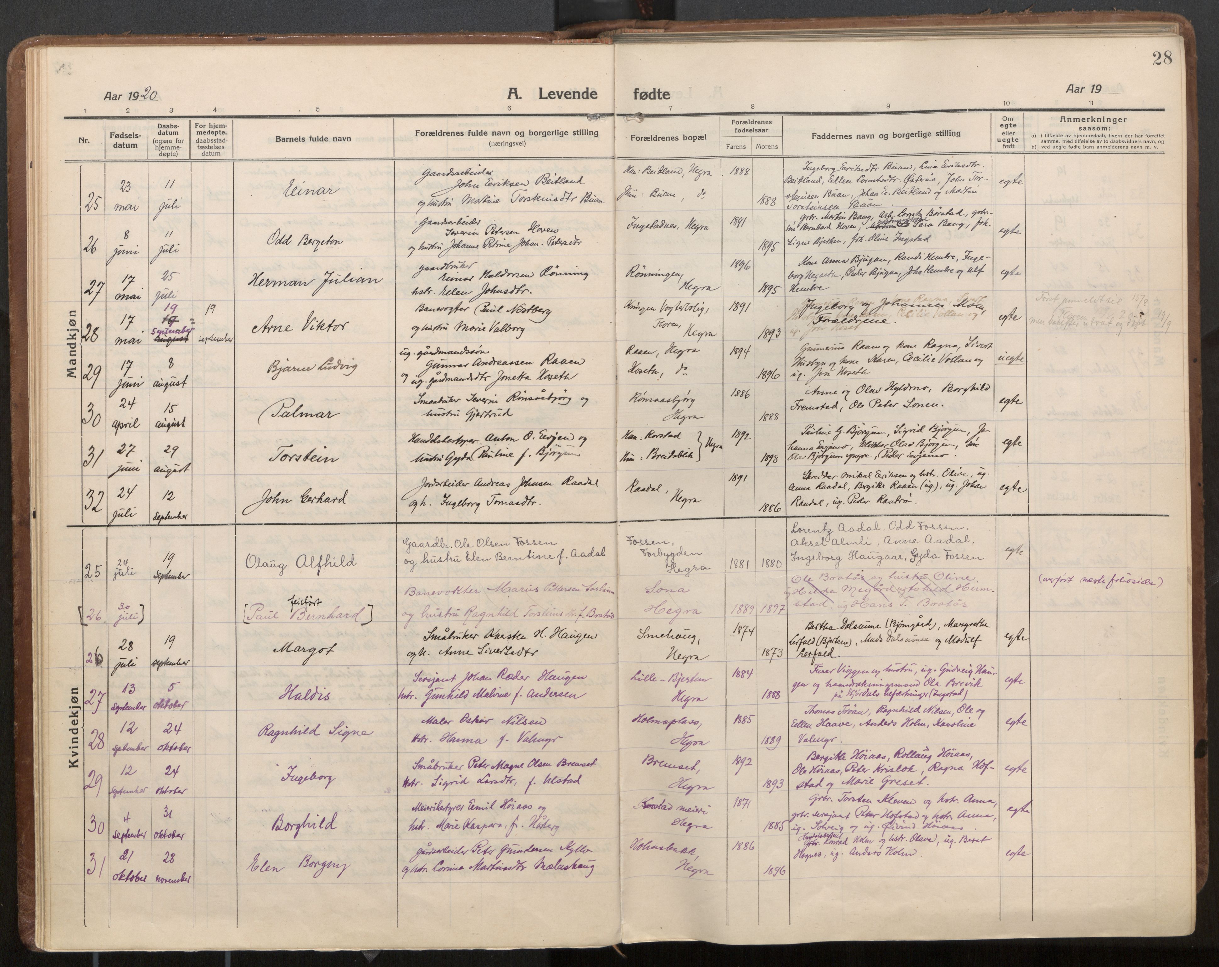 Ministerialprotokoller, klokkerbøker og fødselsregistre - Nord-Trøndelag, AV/SAT-A-1458/703/L0037: Parish register (official) no. 703A10, 1915-1932, p. 28