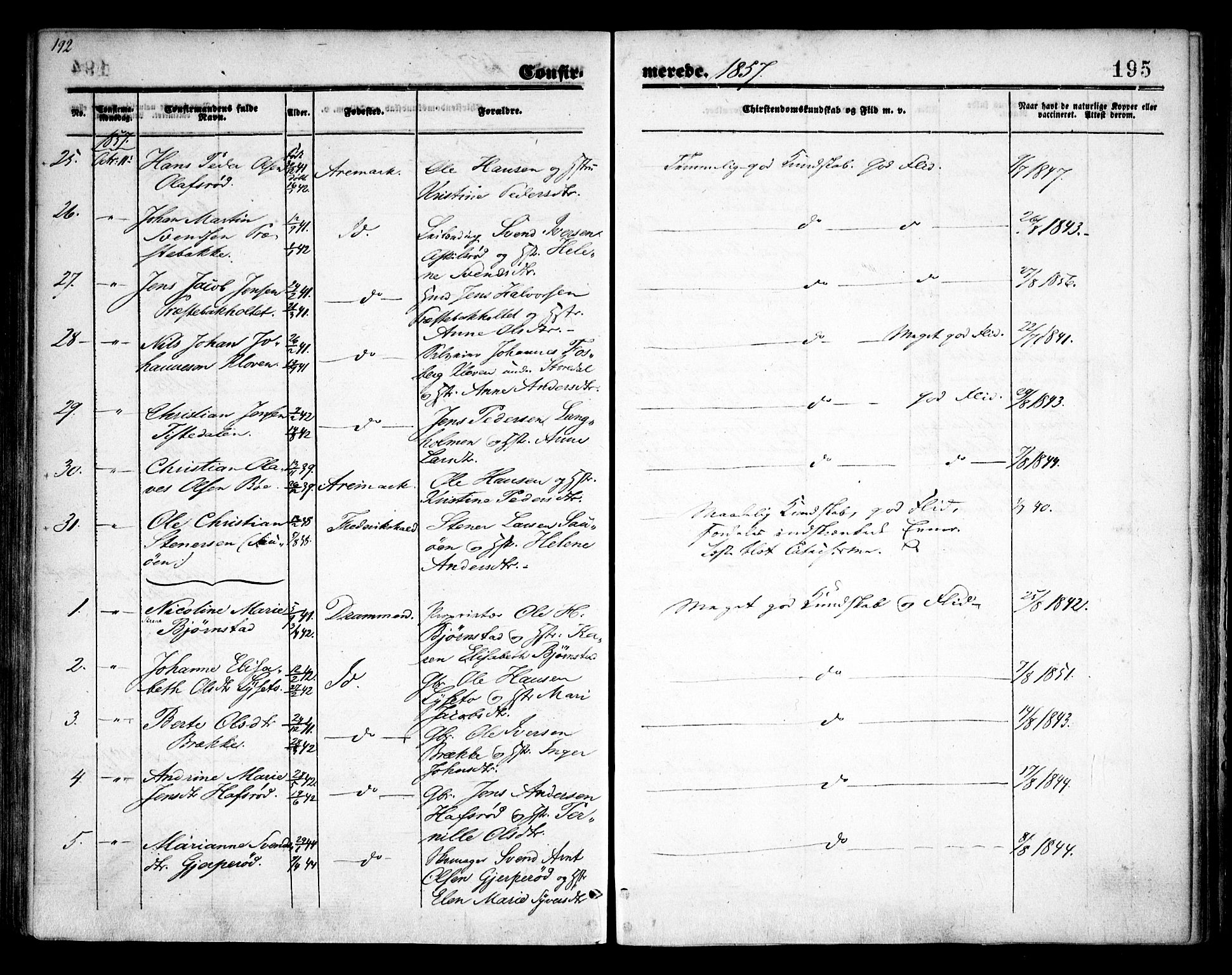 Idd prestekontor Kirkebøker, AV/SAO-A-10911/F/Fc/L0004a: Parish register (official) no. III 4A, 1848-1860, p. 195