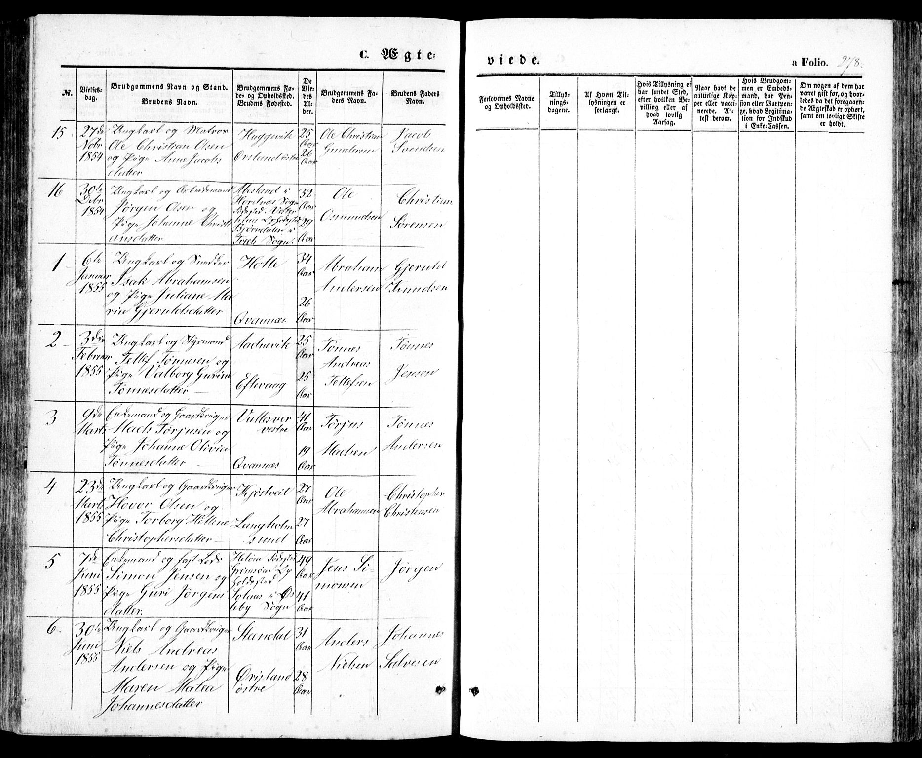 Høvåg sokneprestkontor, SAK/1111-0025/F/Fb/L0002: Parish register (copy) no. B 2, 1847-1869, p. 278