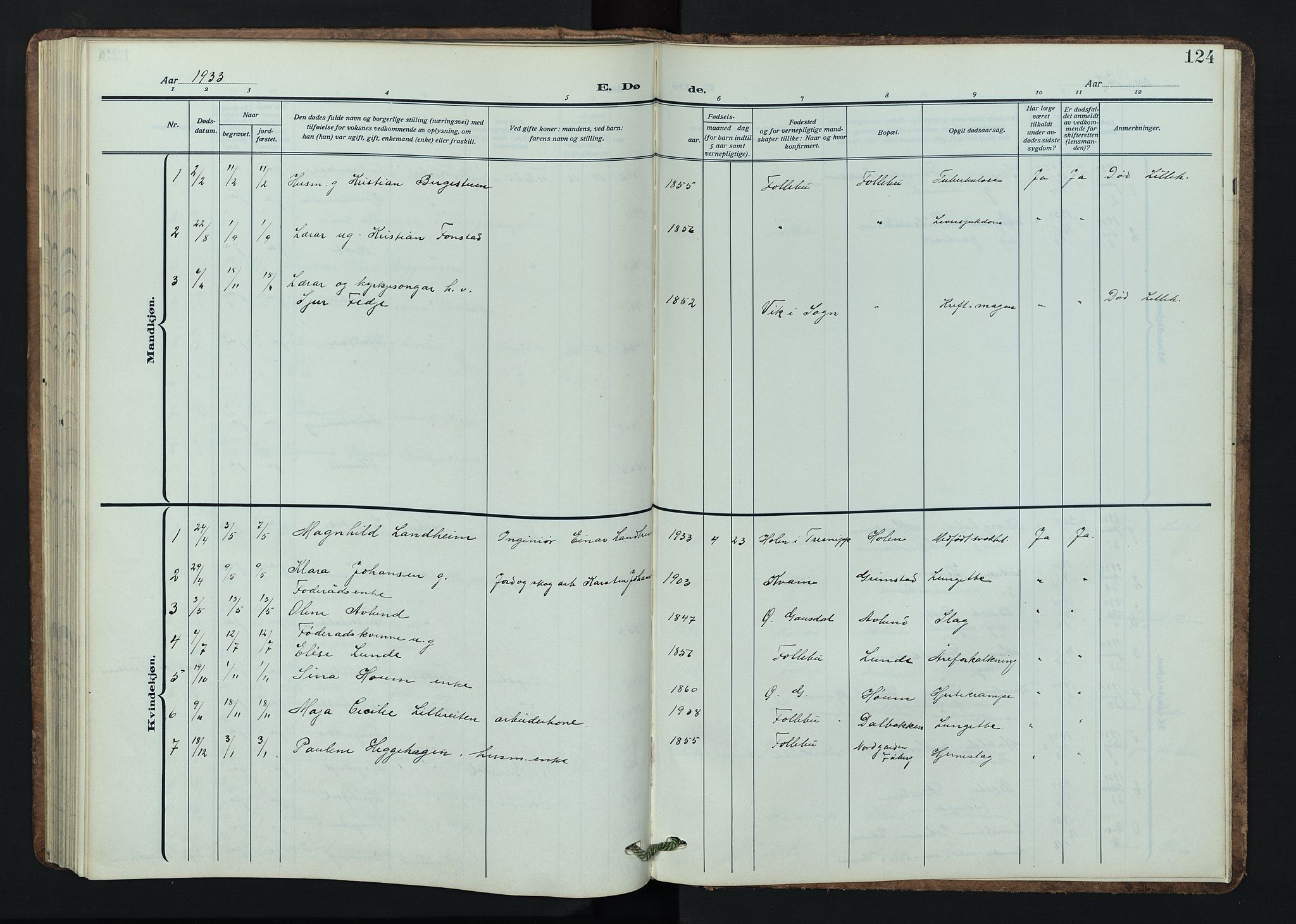 Østre Gausdal prestekontor, SAH/PREST-092/H/Ha/Hab/L0005: Parish register (copy) no. 5, 1915-1944, p. 124