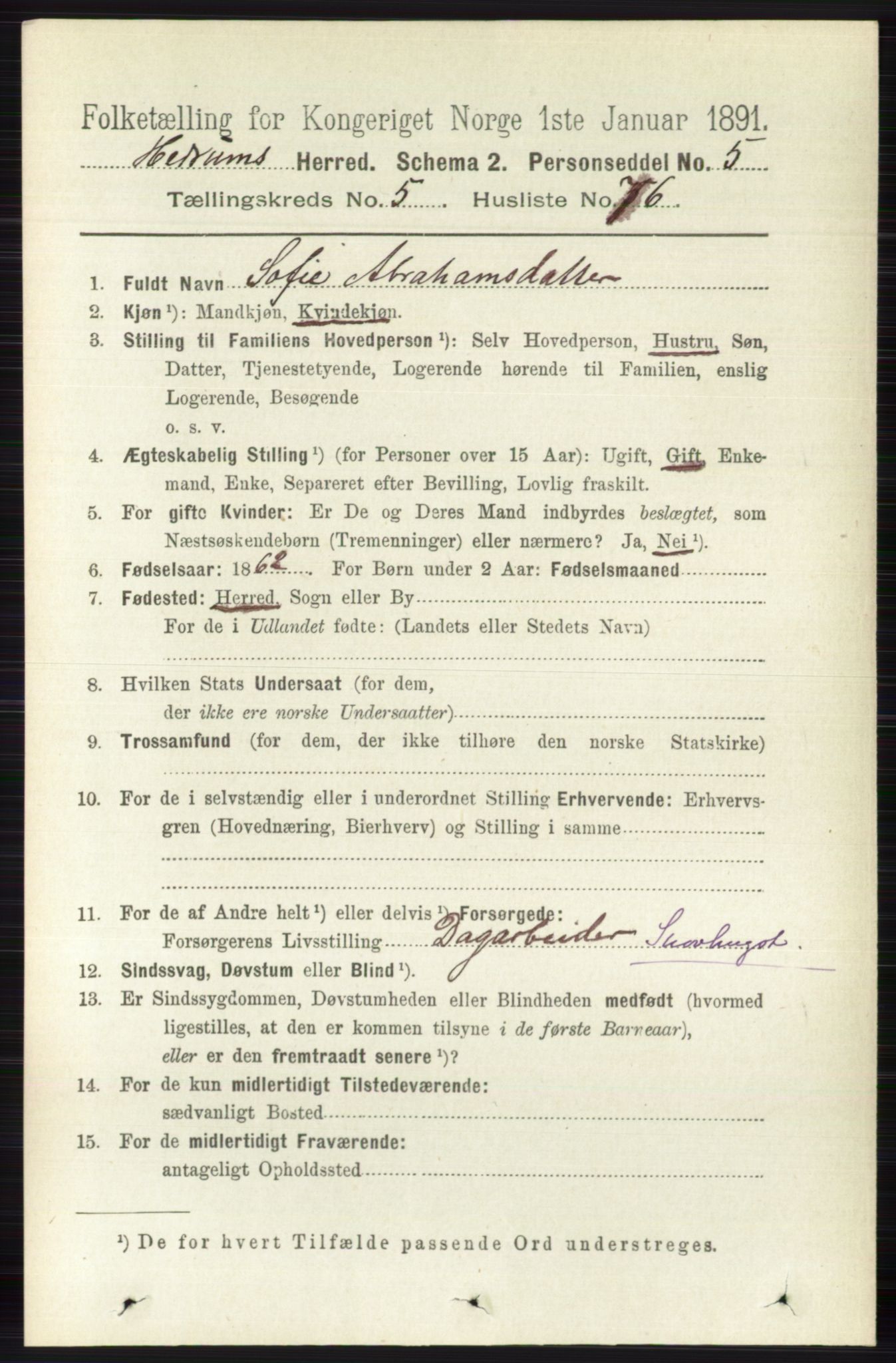 RA, 1891 census for 0727 Hedrum, 1891, p. 2406