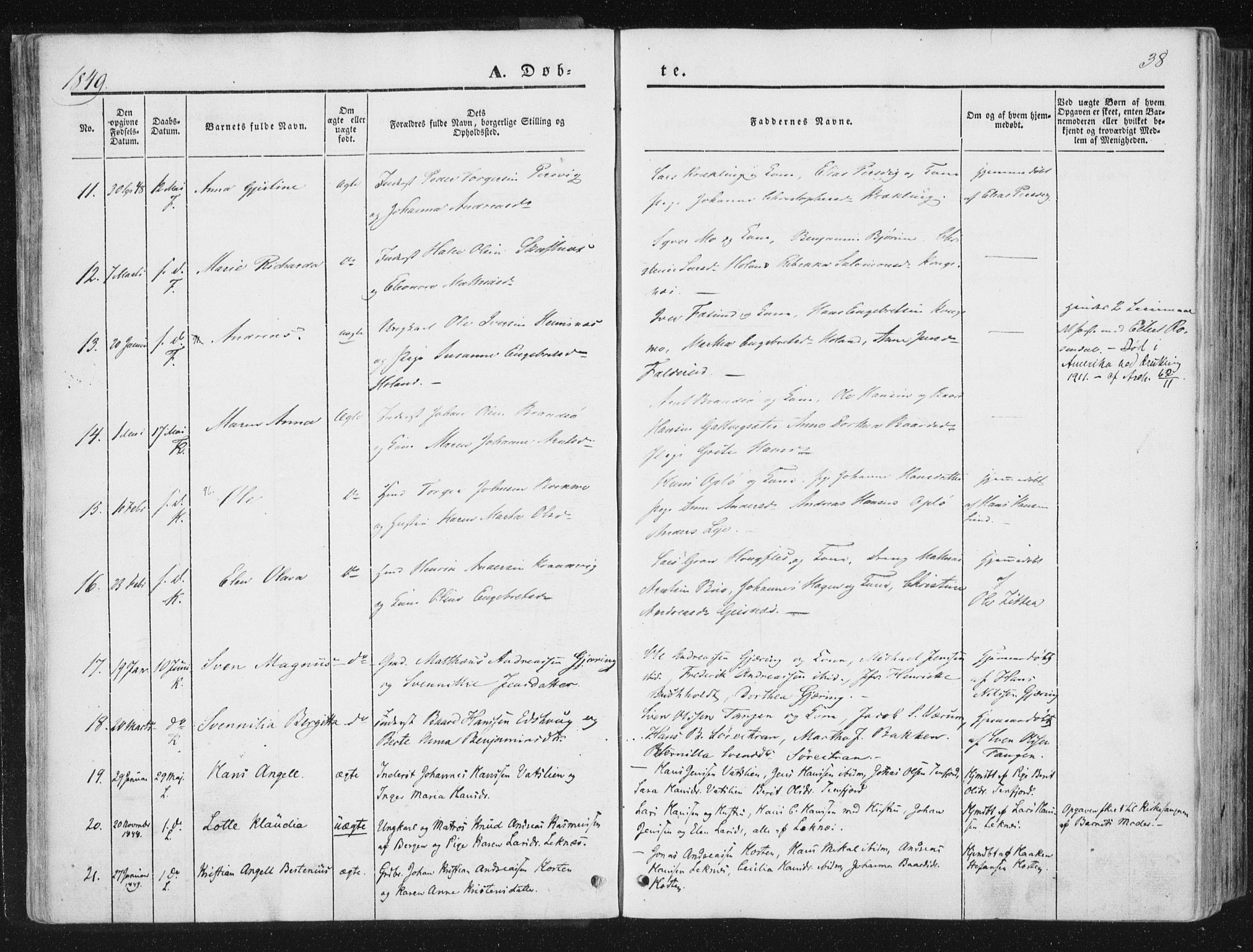 Ministerialprotokoller, klokkerbøker og fødselsregistre - Nord-Trøndelag, SAT/A-1458/780/L0640: Parish register (official) no. 780A05, 1845-1856, p. 38