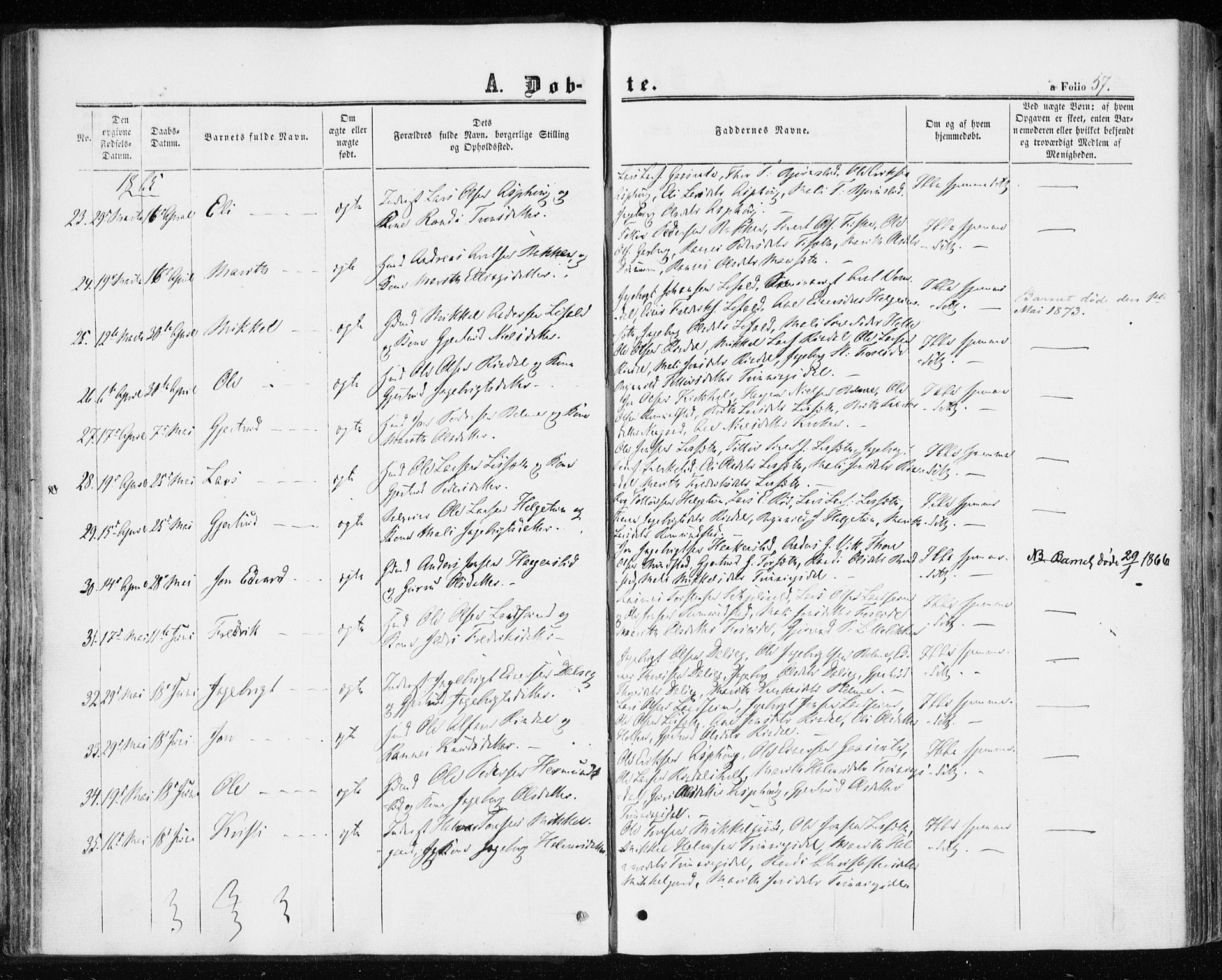 Ministerialprotokoller, klokkerbøker og fødselsregistre - Møre og Romsdal, AV/SAT-A-1454/598/L1067: Parish register (official) no. 598A01, 1858-1871, p. 57