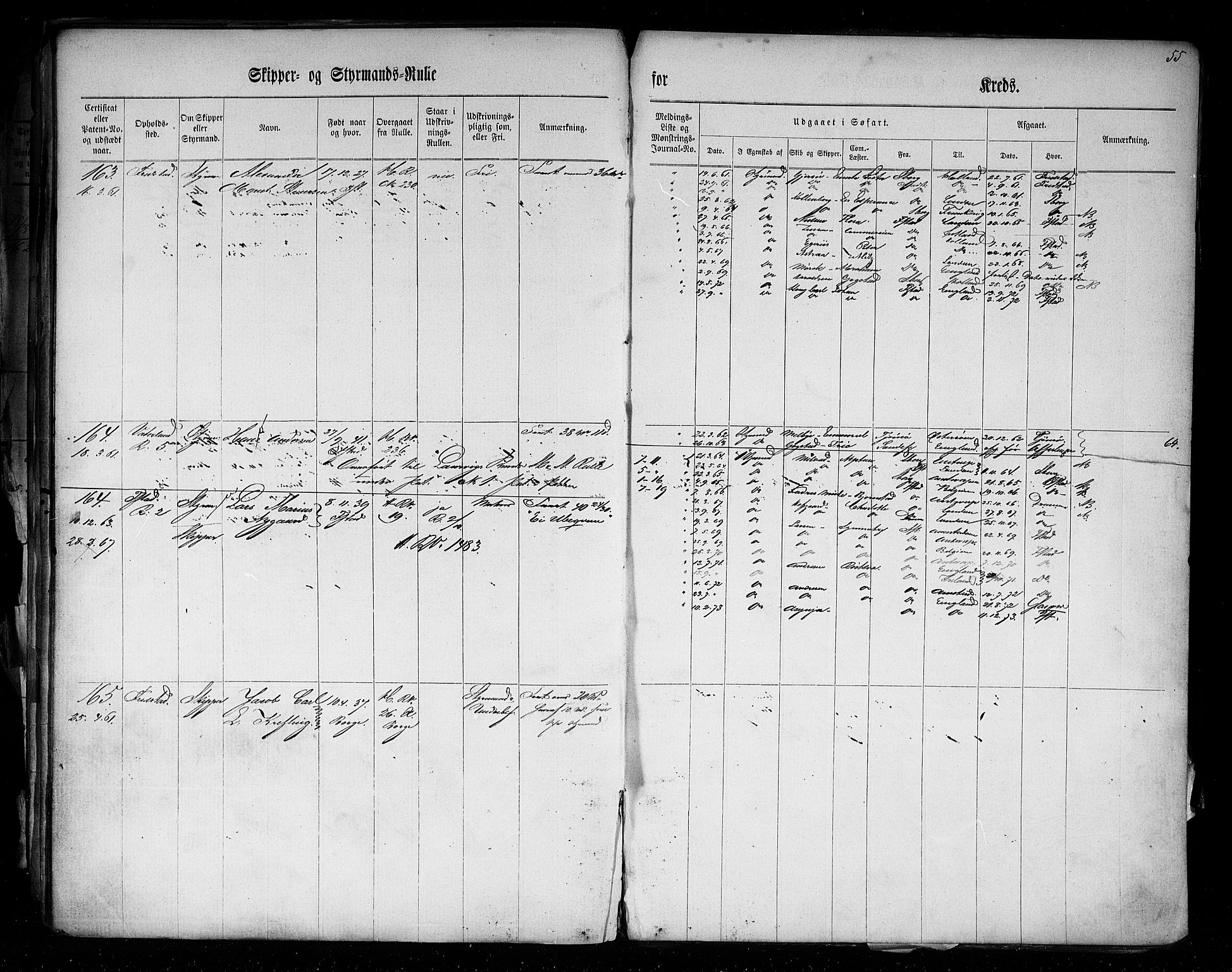 Fredrikstad mønstringskontor, AV/SAO-A-10569b/F/Fc/Fcd/L0001: Skipper og styrmannsrulle, 1860-1868, p. 57