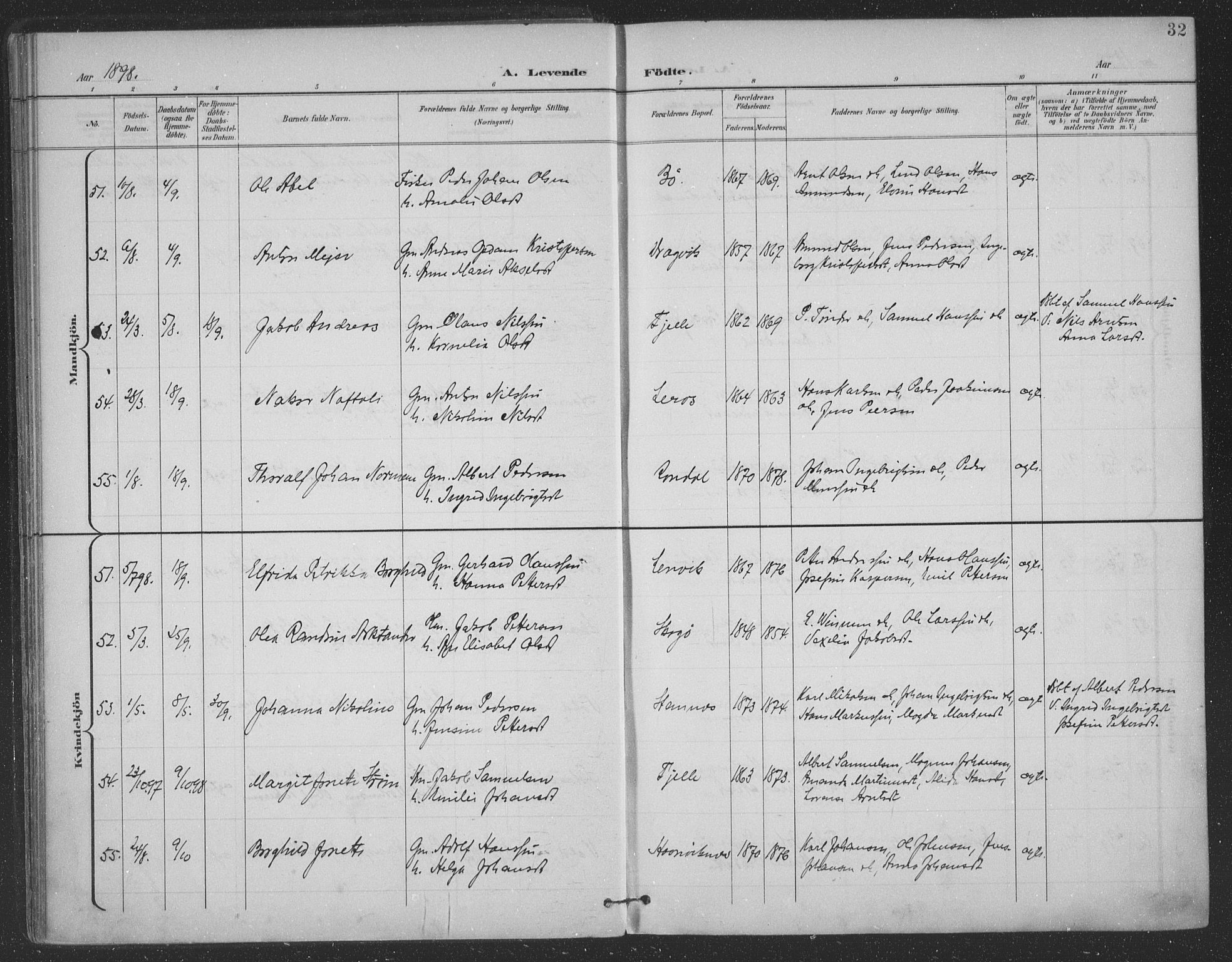 Ministerialprotokoller, klokkerbøker og fødselsregistre - Nordland, AV/SAT-A-1459/863/L0899: Parish register (official) no. 863A11, 1897-1906, p. 32