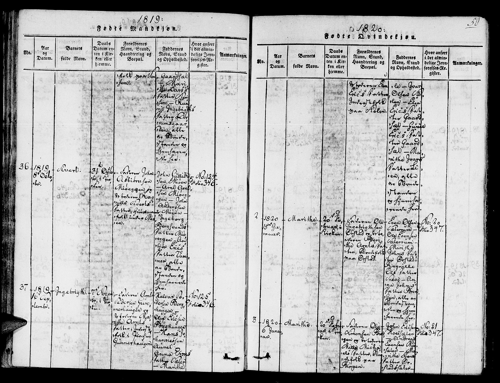 Ministerialprotokoller, klokkerbøker og fødselsregistre - Sør-Trøndelag, SAT/A-1456/678/L0895: Parish register (official) no. 678A05 /1, 1816-1821, p. 50