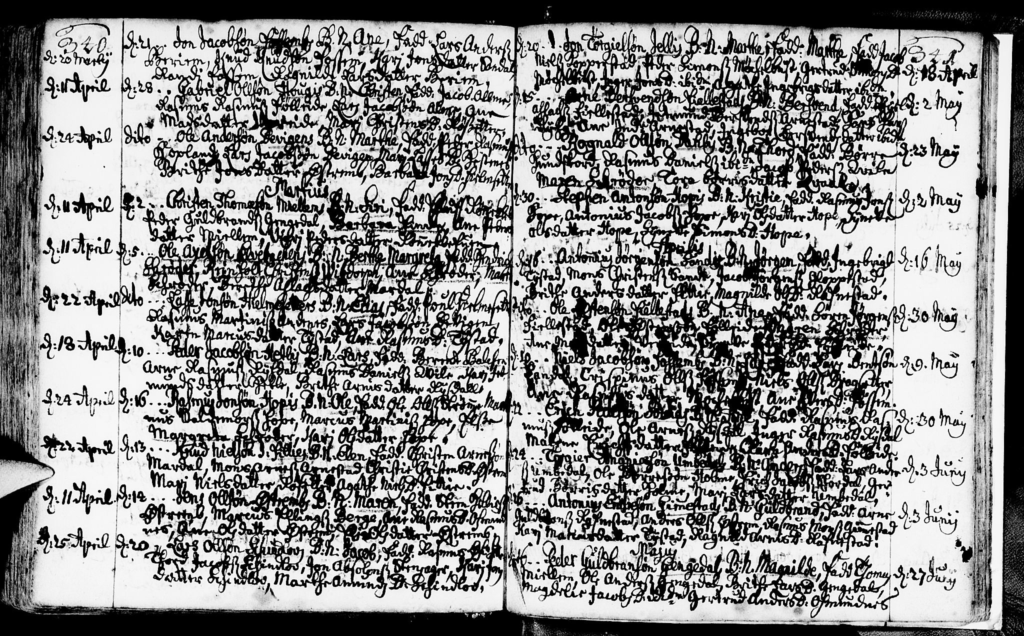 Gloppen sokneprestembete, AV/SAB-A-80101/H/Haa/Haaa/L0002: Parish register (official) no. A 2, 1712-1735, p. 340-341