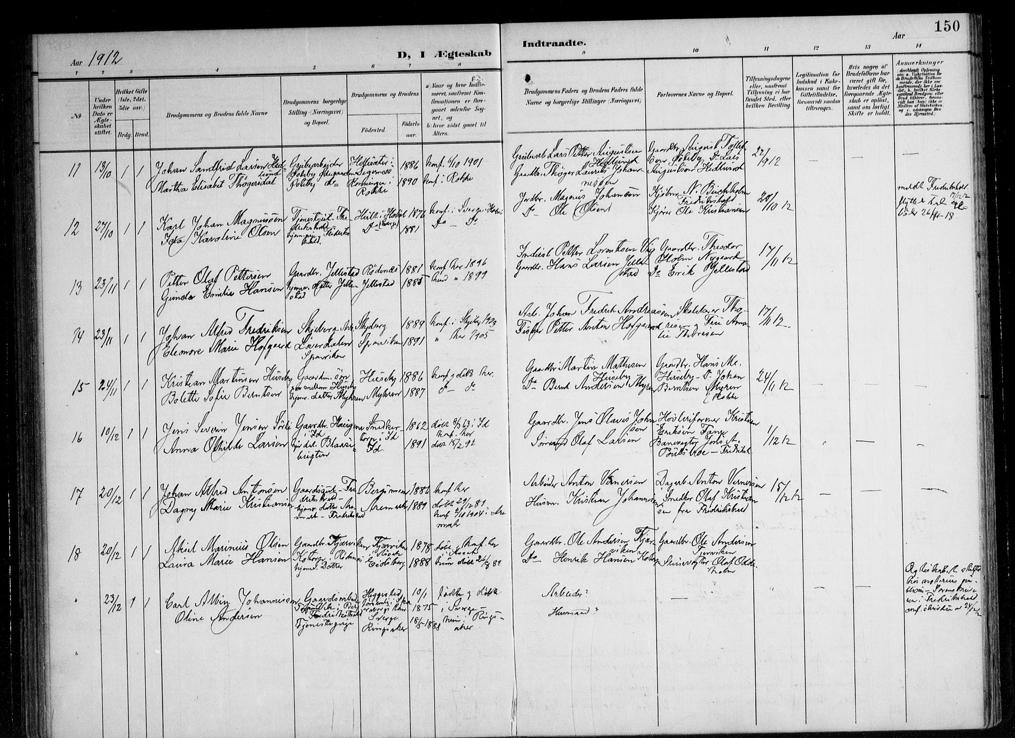 Berg prestekontor Kirkebøker, AV/SAO-A-10902/F/Fa/L0008: Parish register (official) no. I 8, 1902-1920, p. 150