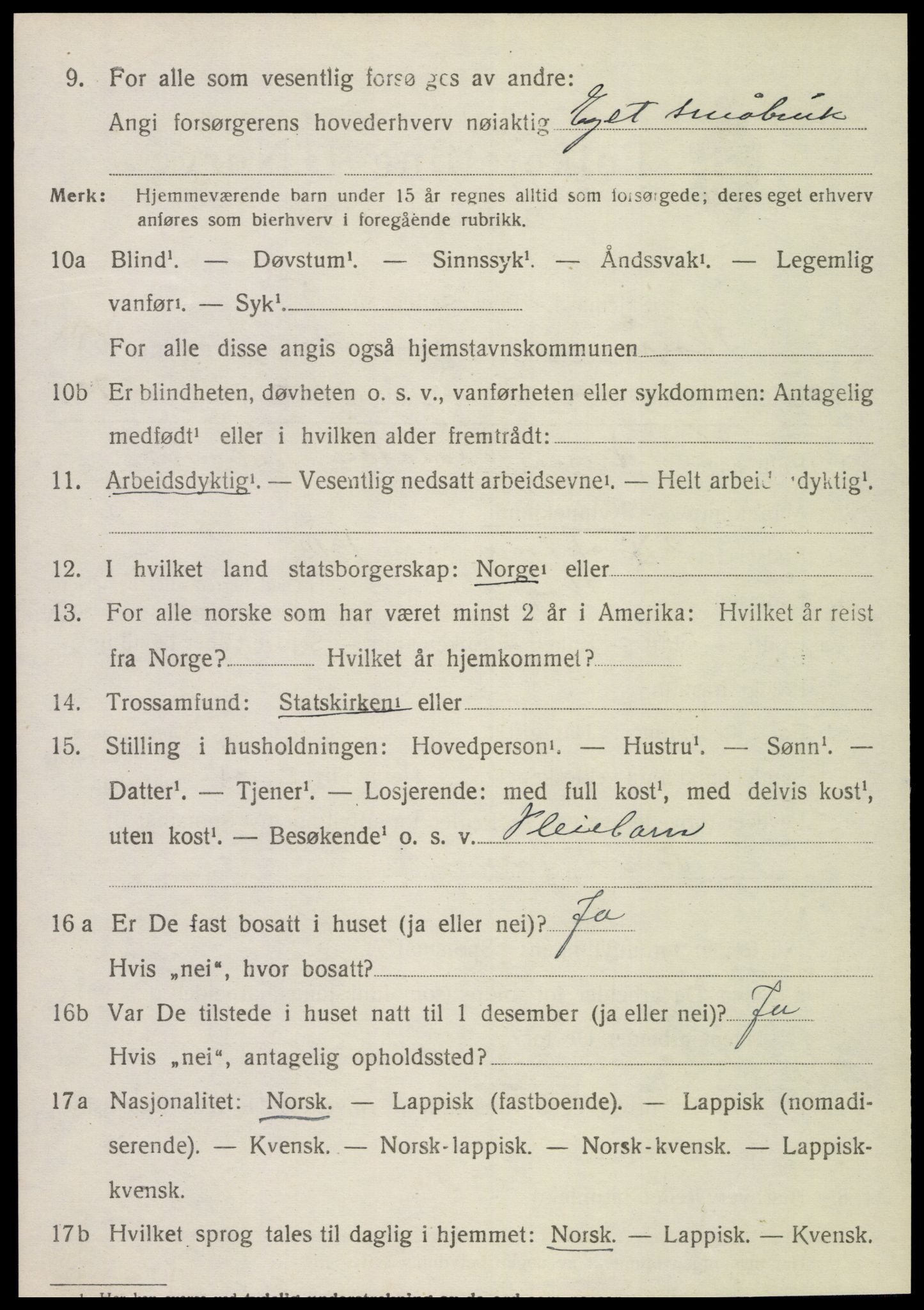 SAT, 1920 census for Skogn, 1920, p. 6510