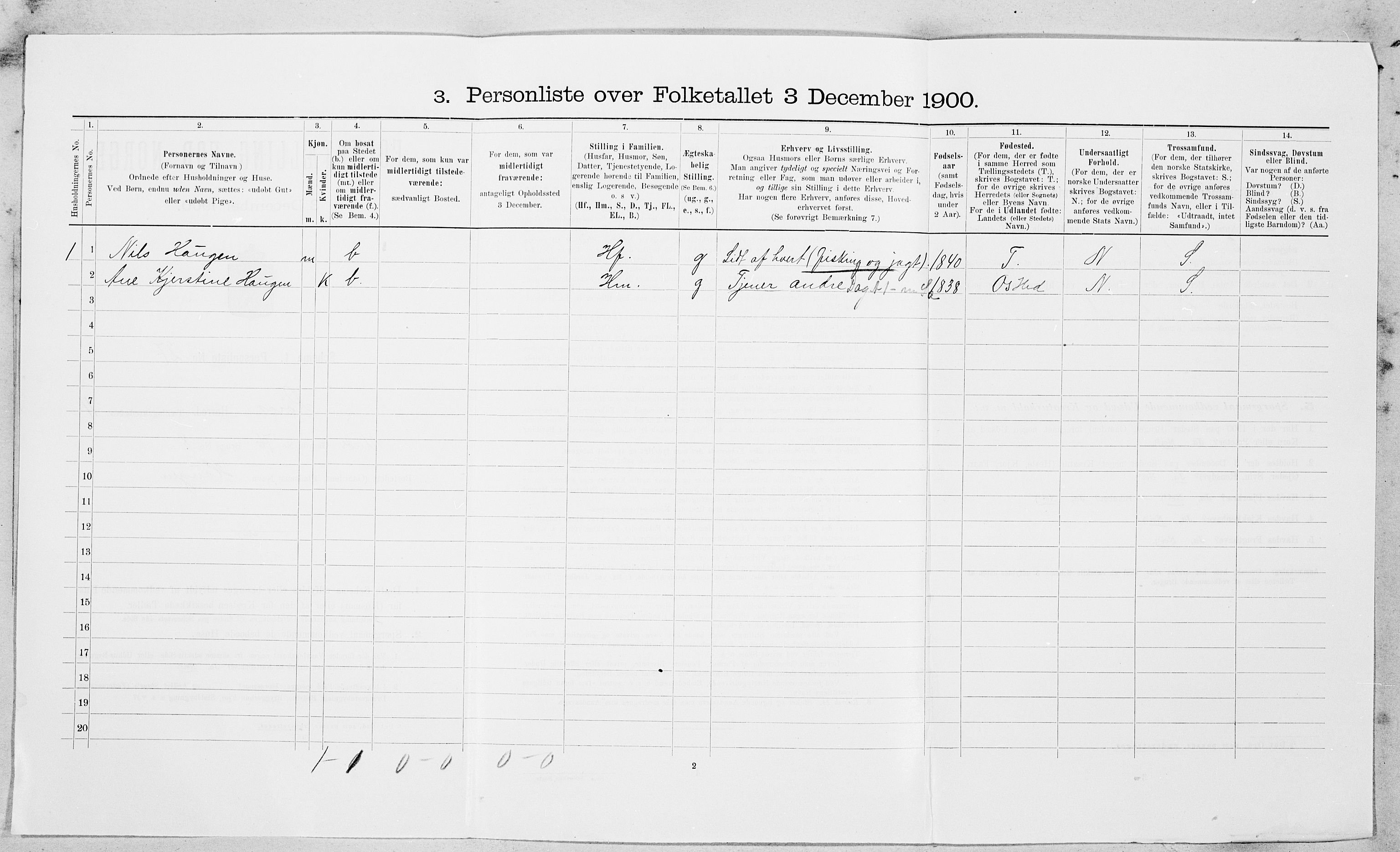 SAT, 1900 census for Røros, 1900, p. 1198