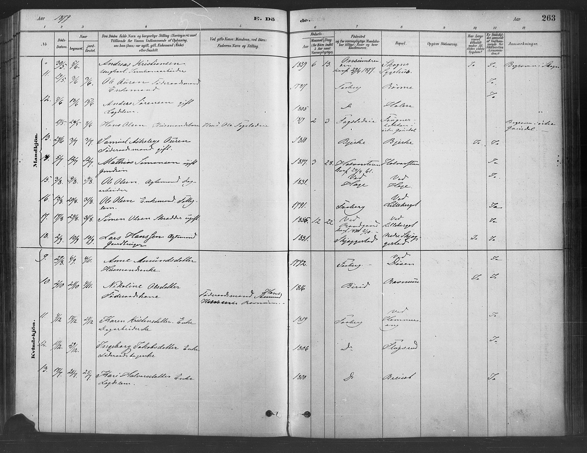 Fåberg prestekontor, SAH/PREST-086/H/Ha/Haa/L0009: Parish register (official) no. 9, 1879-1898, p. 263