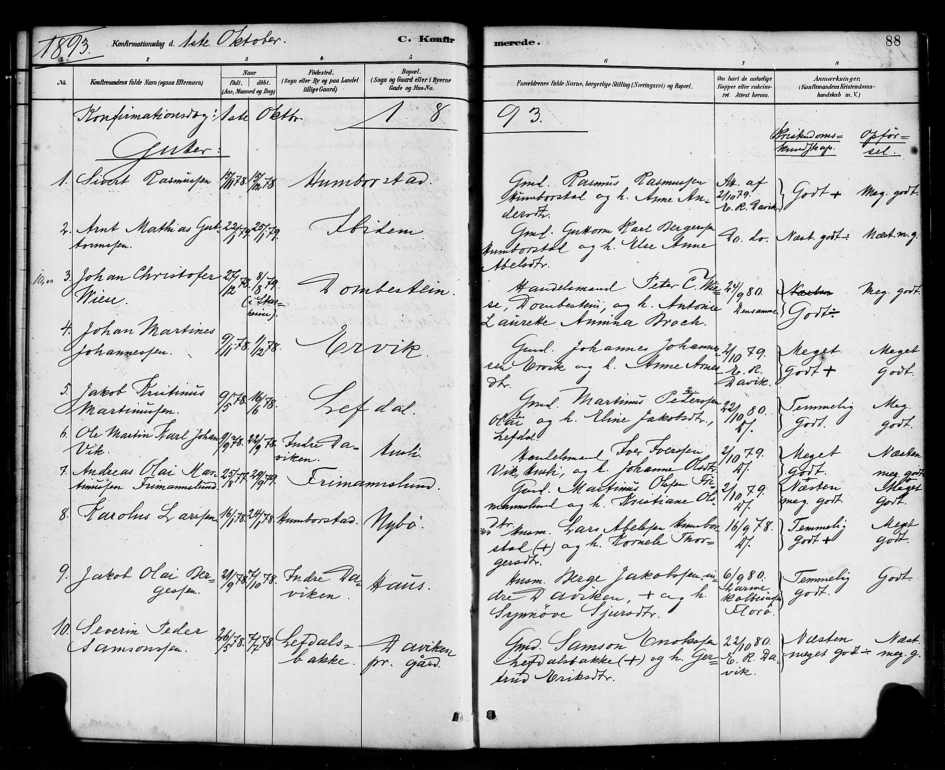 Davik sokneprestembete, AV/SAB-A-79701/H/Haa/Haab/L0001: Parish register (official) no. B 1, 1882-1900, p. 88