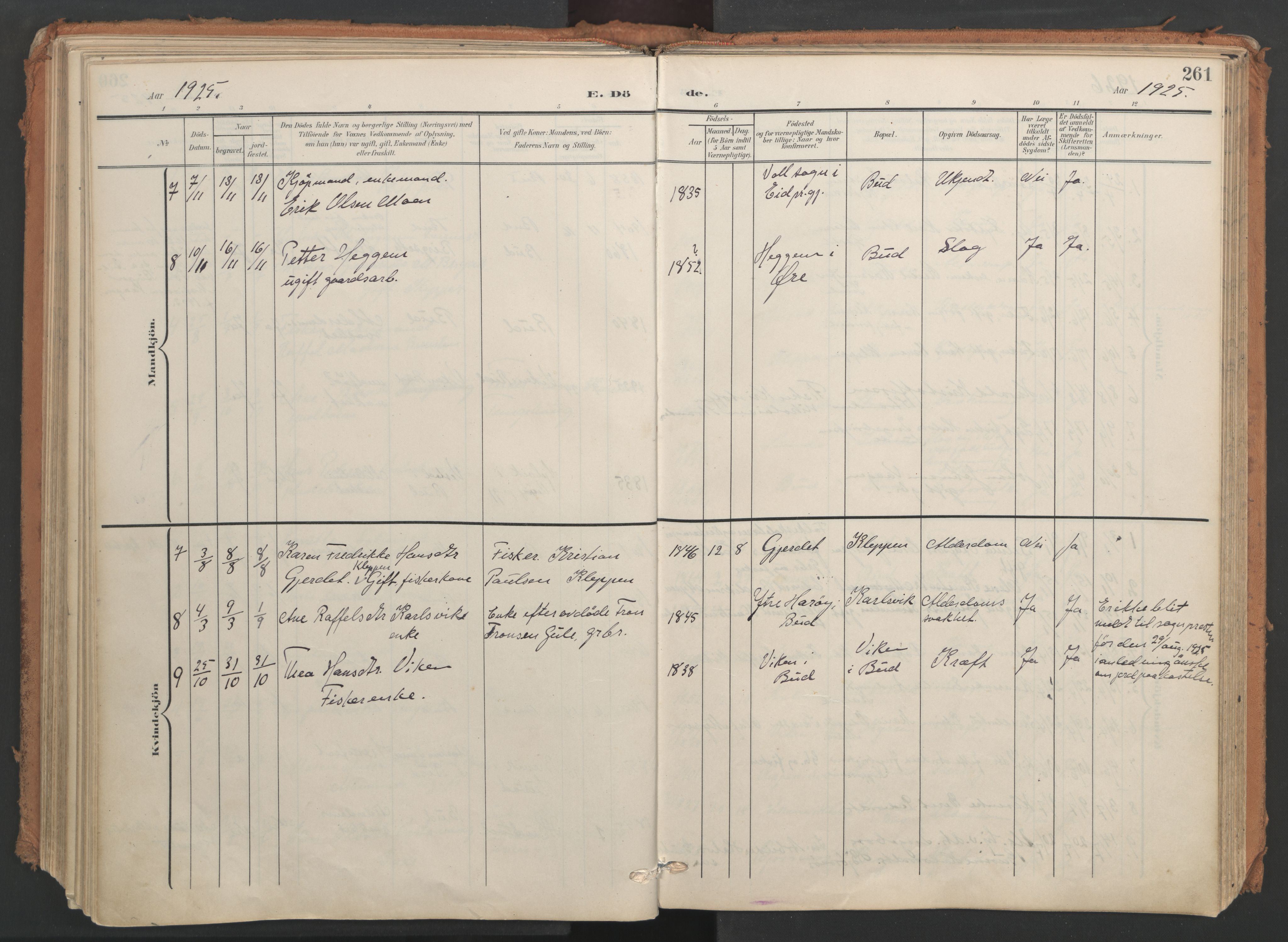 Ministerialprotokoller, klokkerbøker og fødselsregistre - Møre og Romsdal, AV/SAT-A-1454/566/L0771: Parish register (official) no. 566A10, 1904-1929, p. 261