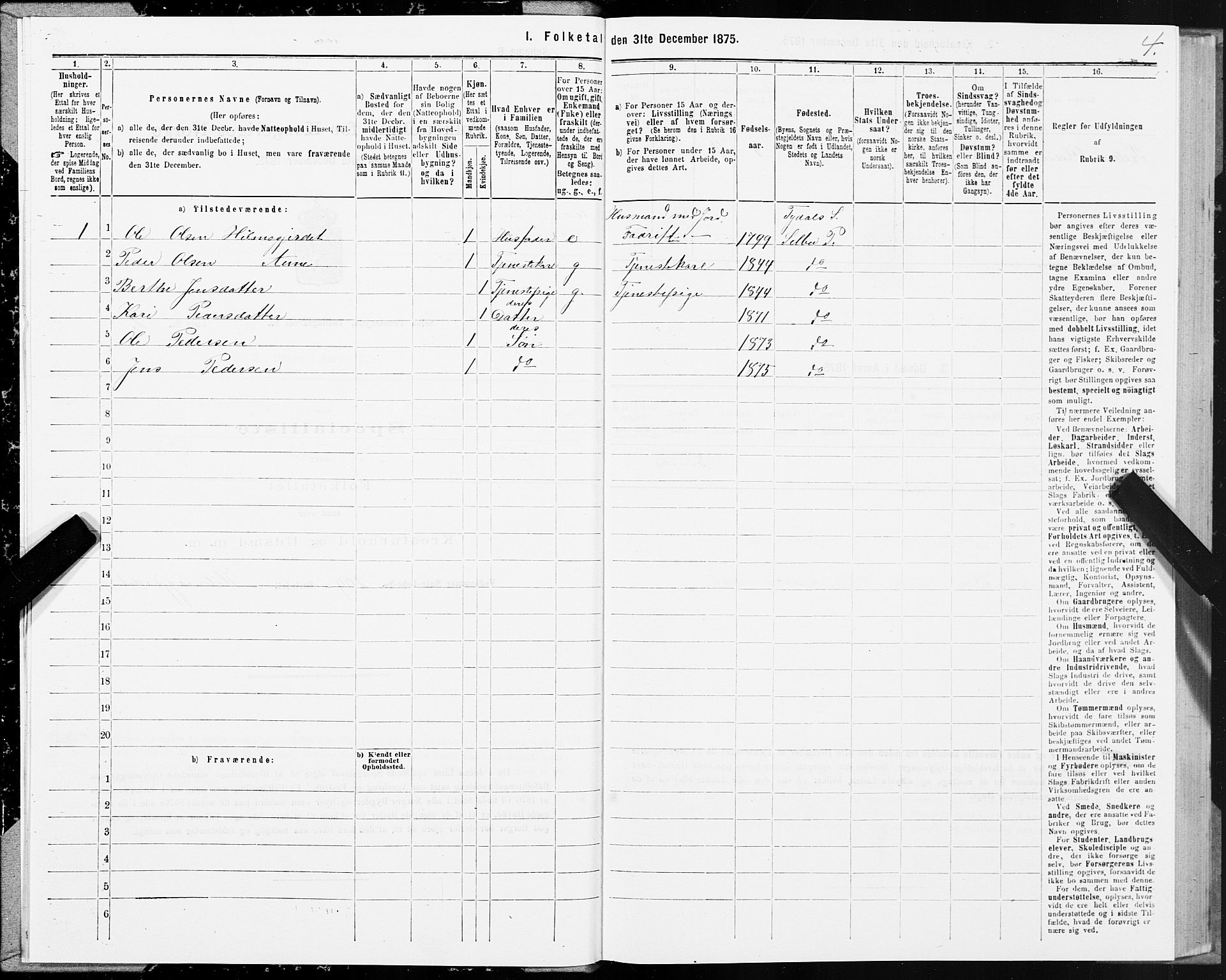 SAT, 1875 census for 1664P Selbu, 1875, p. 7004