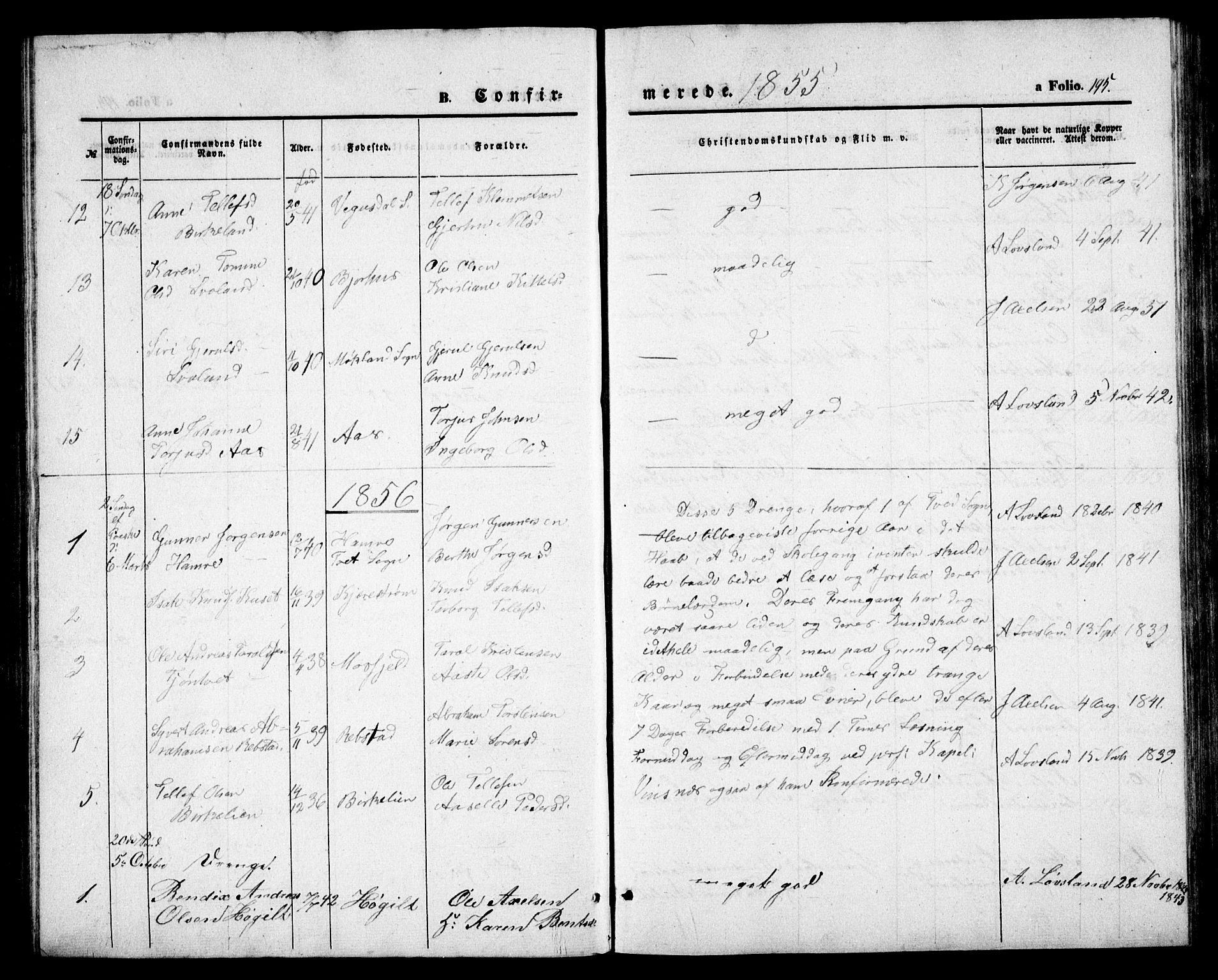 Birkenes sokneprestkontor, AV/SAK-1111-0004/F/Fb/L0002: Parish register (copy) no. B 2, 1849-1876, p. 195