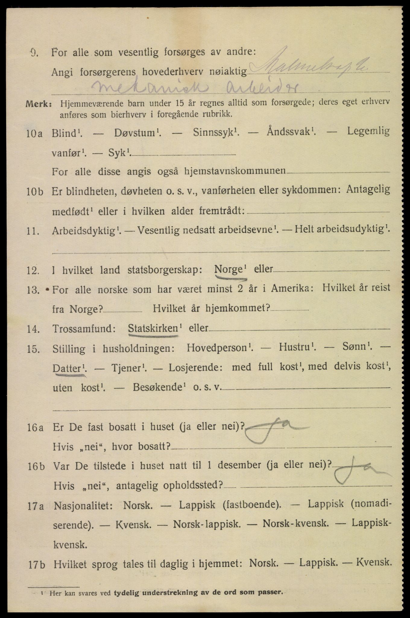 SAT, 1920 census for Narvik, 1920, p. 14257