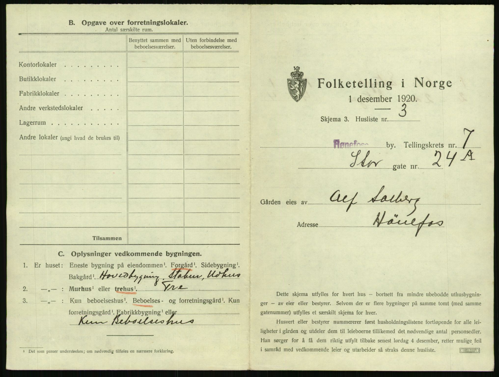 SAKO, 1920 census for Hønefoss, 1920, p. 684