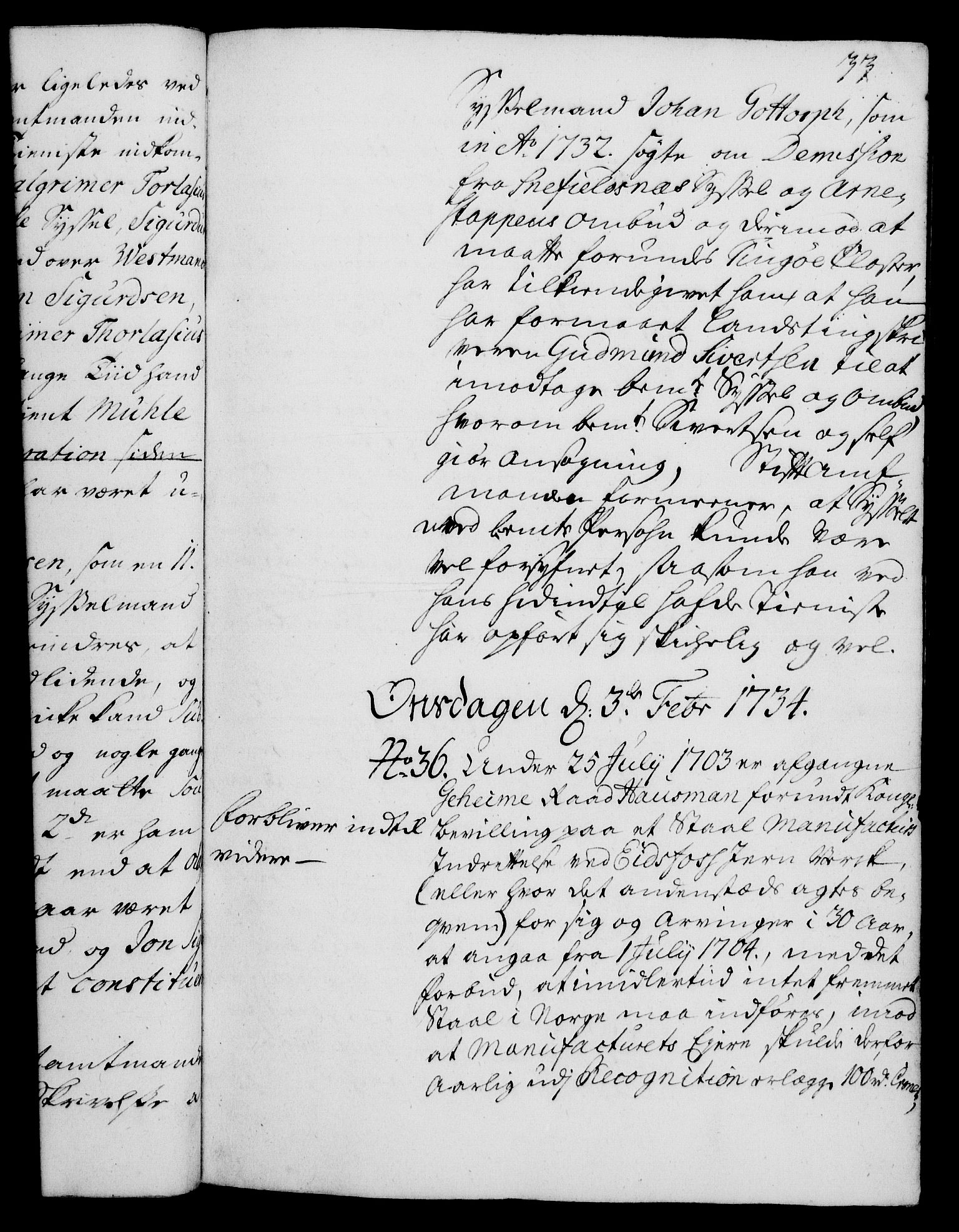 Rentekammeret, Kammerkanselliet, RA/EA-3111/G/Gh/Gha/L0016: Norsk ekstraktmemorialprotokoll (merket RK 53.61), 1734-1735, p. 33