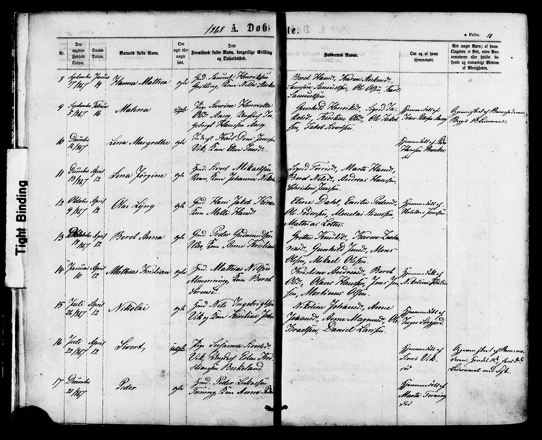 Ministerialprotokoller, klokkerbøker og fødselsregistre - Sør-Trøndelag, SAT/A-1456/657/L0706: Parish register (official) no. 657A07, 1867-1878, p. 10