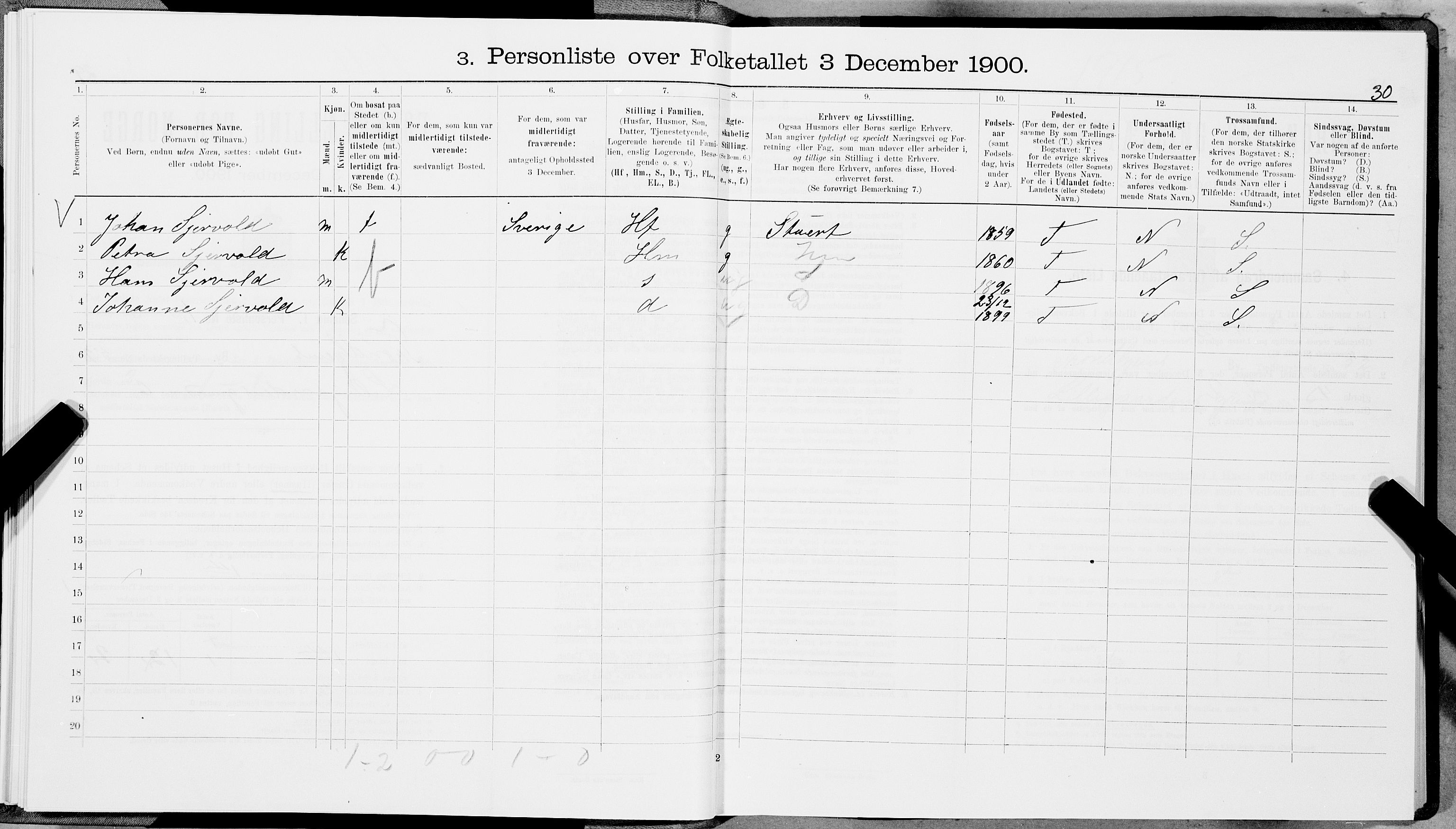 SAT, 1900 census for Trondheim, 1900, p. 8749