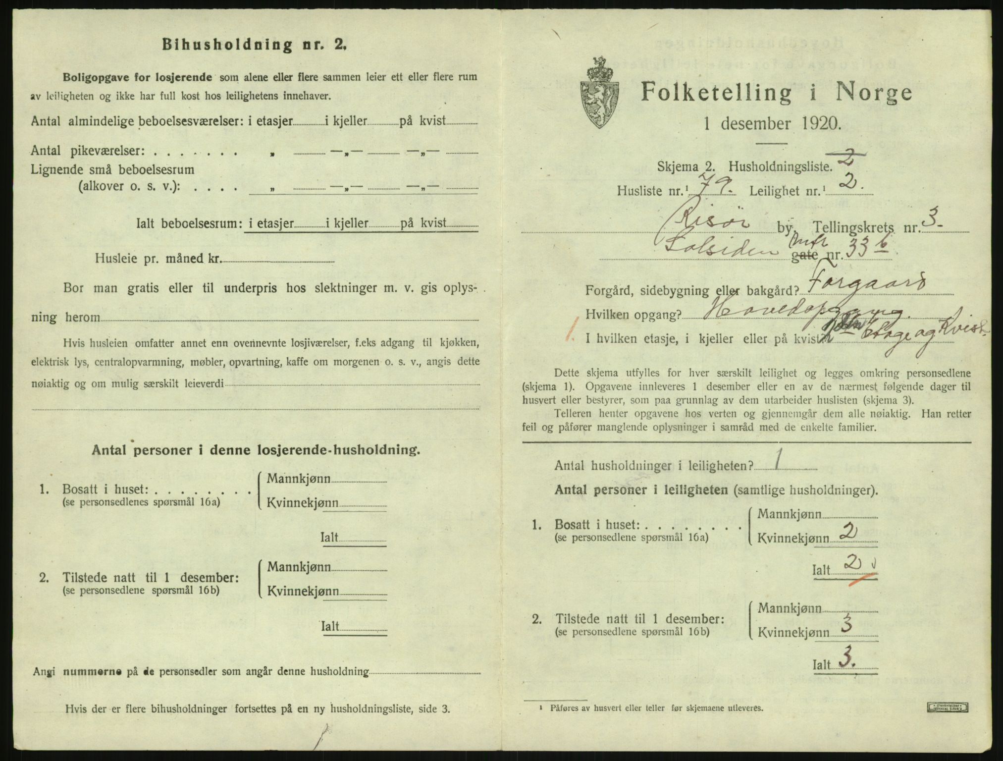 SAK, 1920 census for Risør, 1920, p. 2717