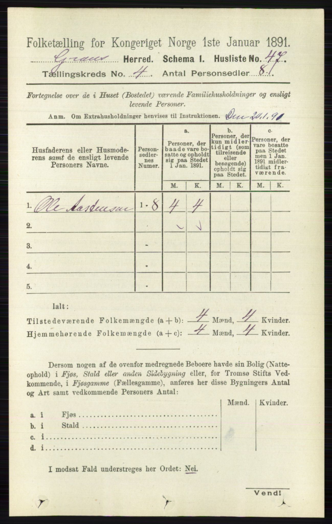 RA, 1891 census for 0534 Gran, 1891, p. 1138