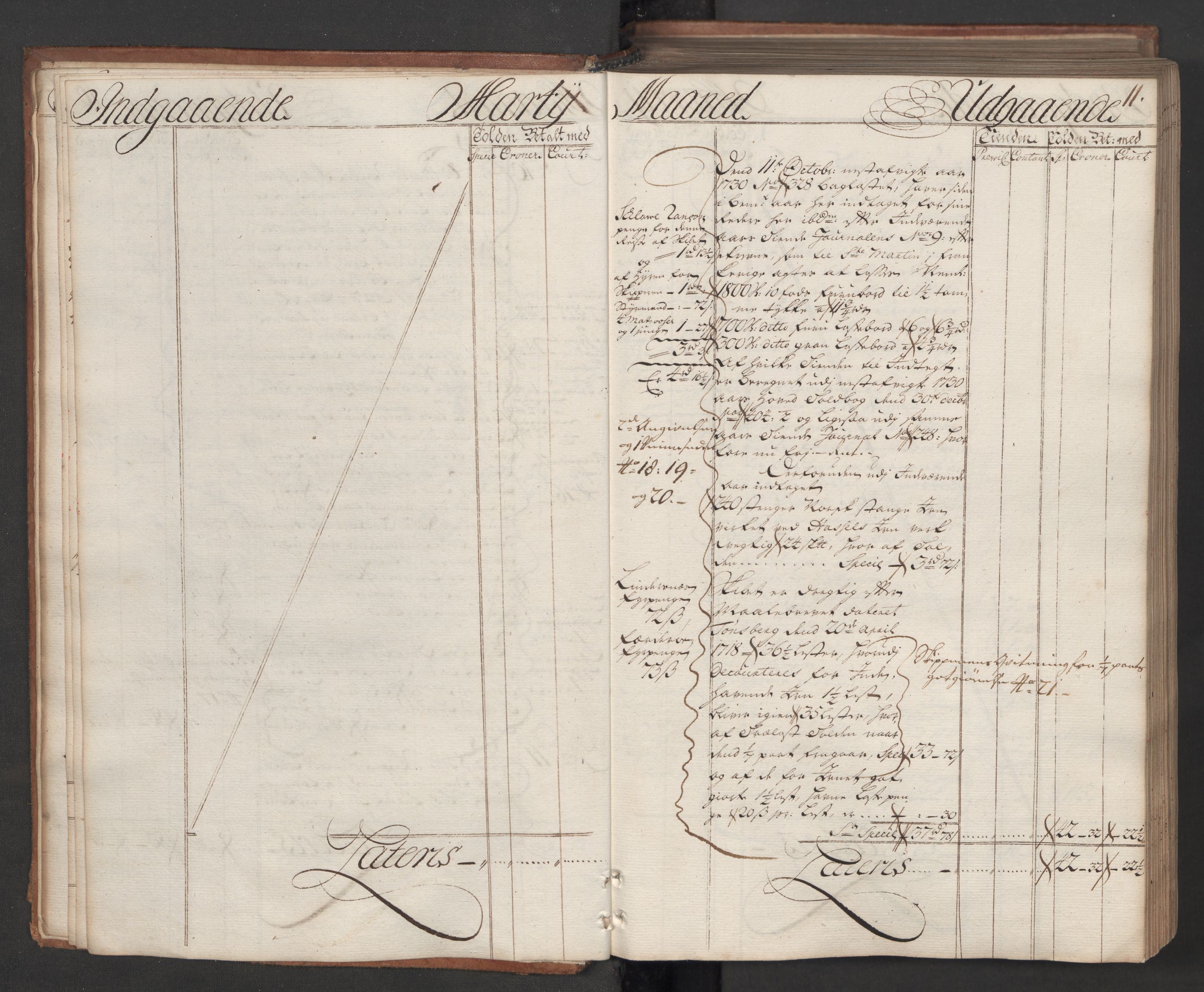 Generaltollkammeret, tollregnskaper, AV/RA-EA-5490/R08/L0009/0001: Tollregnskaper Drammen / Hovedtollbok, 1731, p. 10b-11a