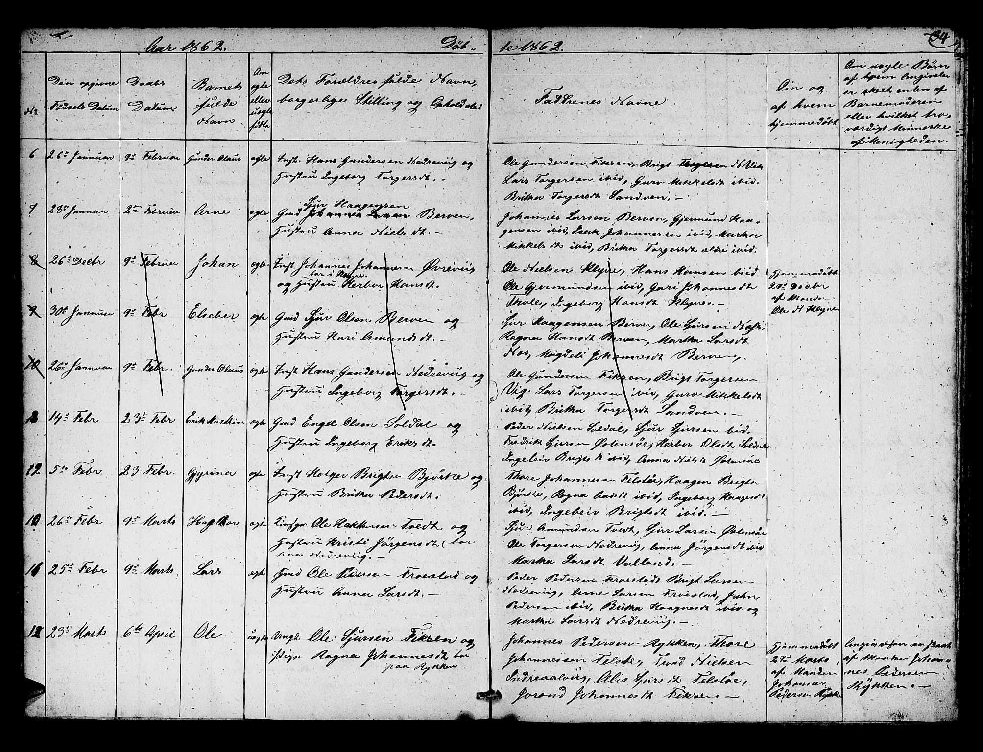 Kvam sokneprestembete, SAB/A-76201/H/Hab: Parish register (copy) no. C 1, 1852-1862, p. 34