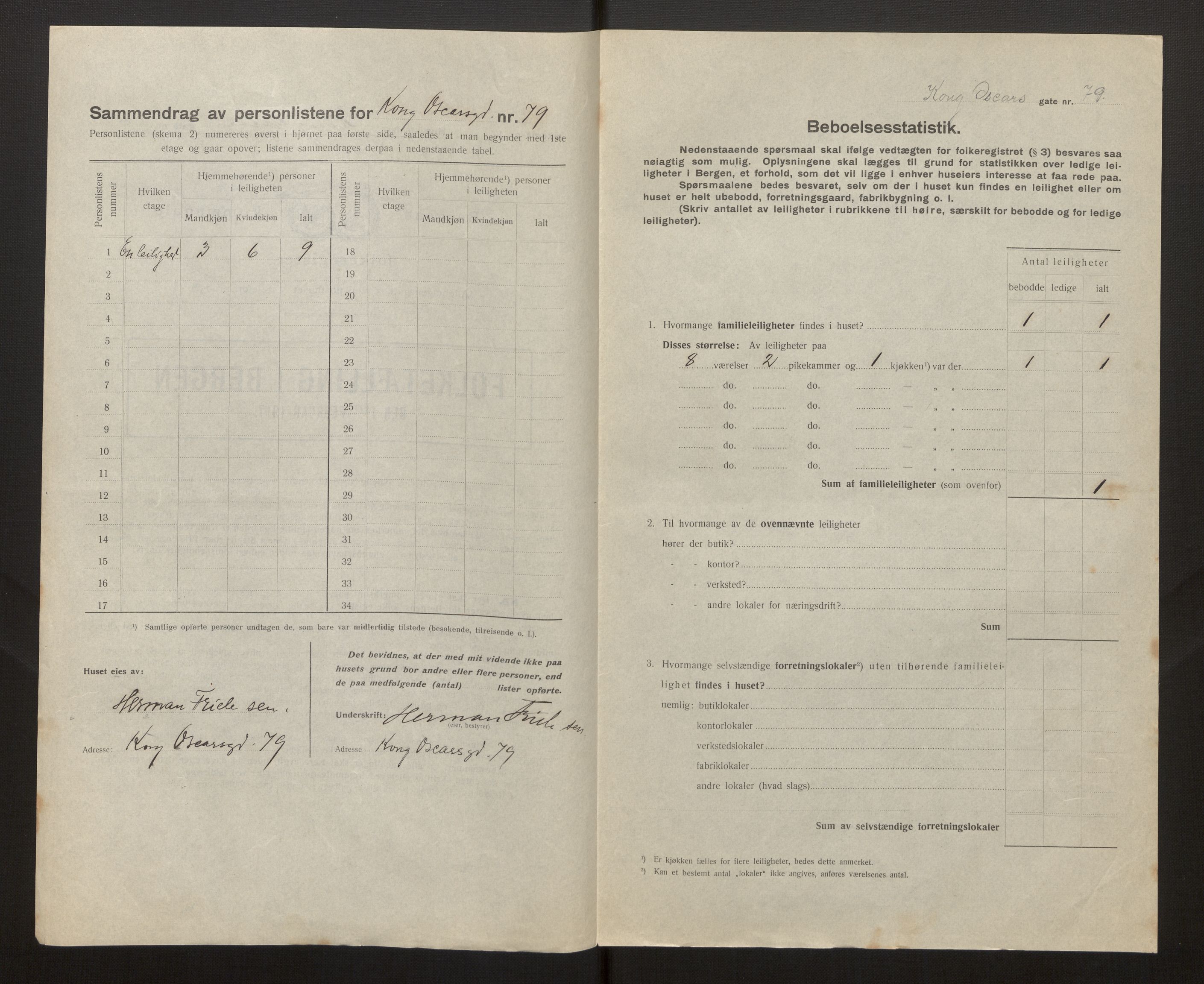 SAB, Municipal Census 1917 for Bergen, 1917, p. 19389