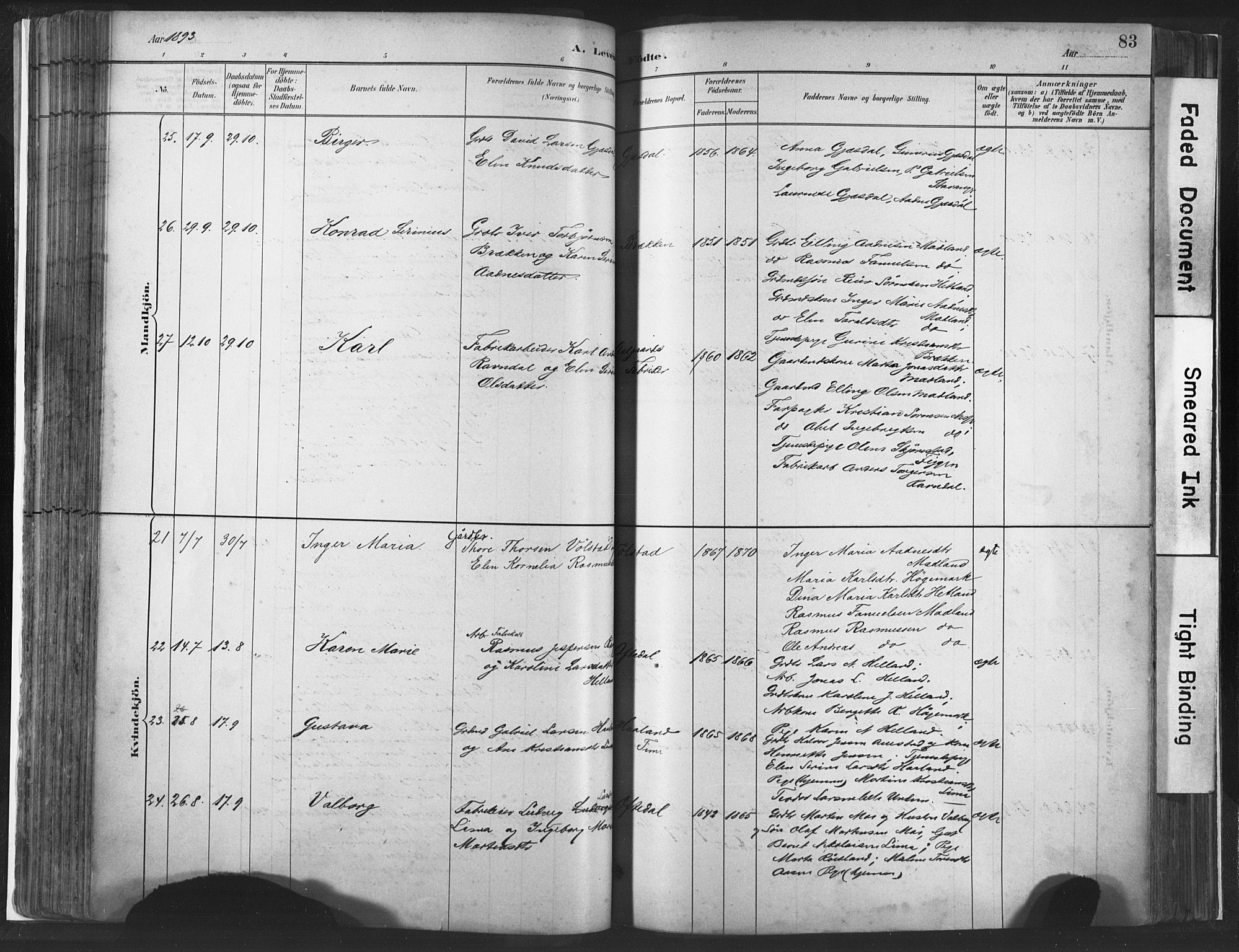 Lye sokneprestkontor, AV/SAST-A-101794/001/30BA/L0010: Parish register (official) no. A 10, 1881-1896, p. 83