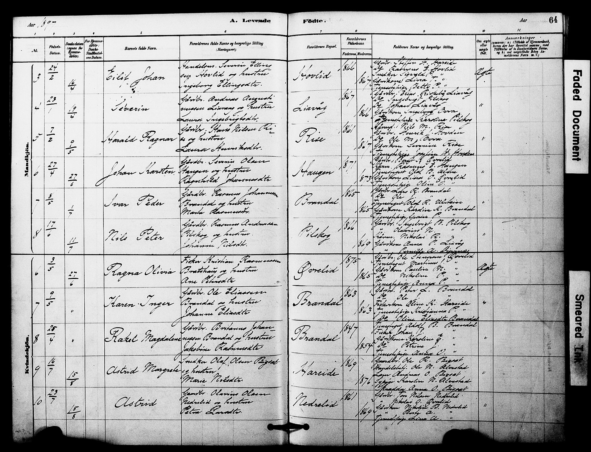 Ministerialprotokoller, klokkerbøker og fødselsregistre - Møre og Romsdal, AV/SAT-A-1454/510/L0122: Parish register (official) no. 510A02, 1878-1897, p. 64