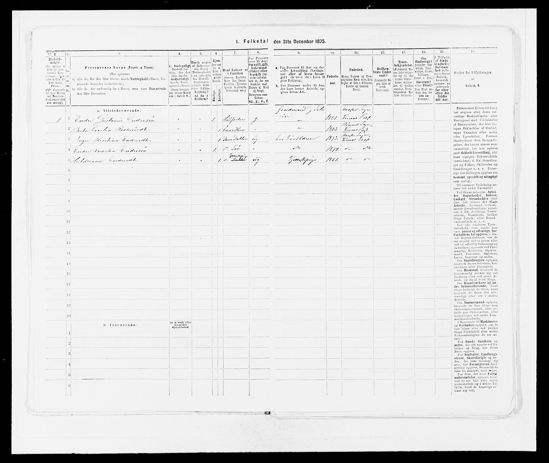 SAB, 1875 census for 1218P Finnås, 1875, p. 237