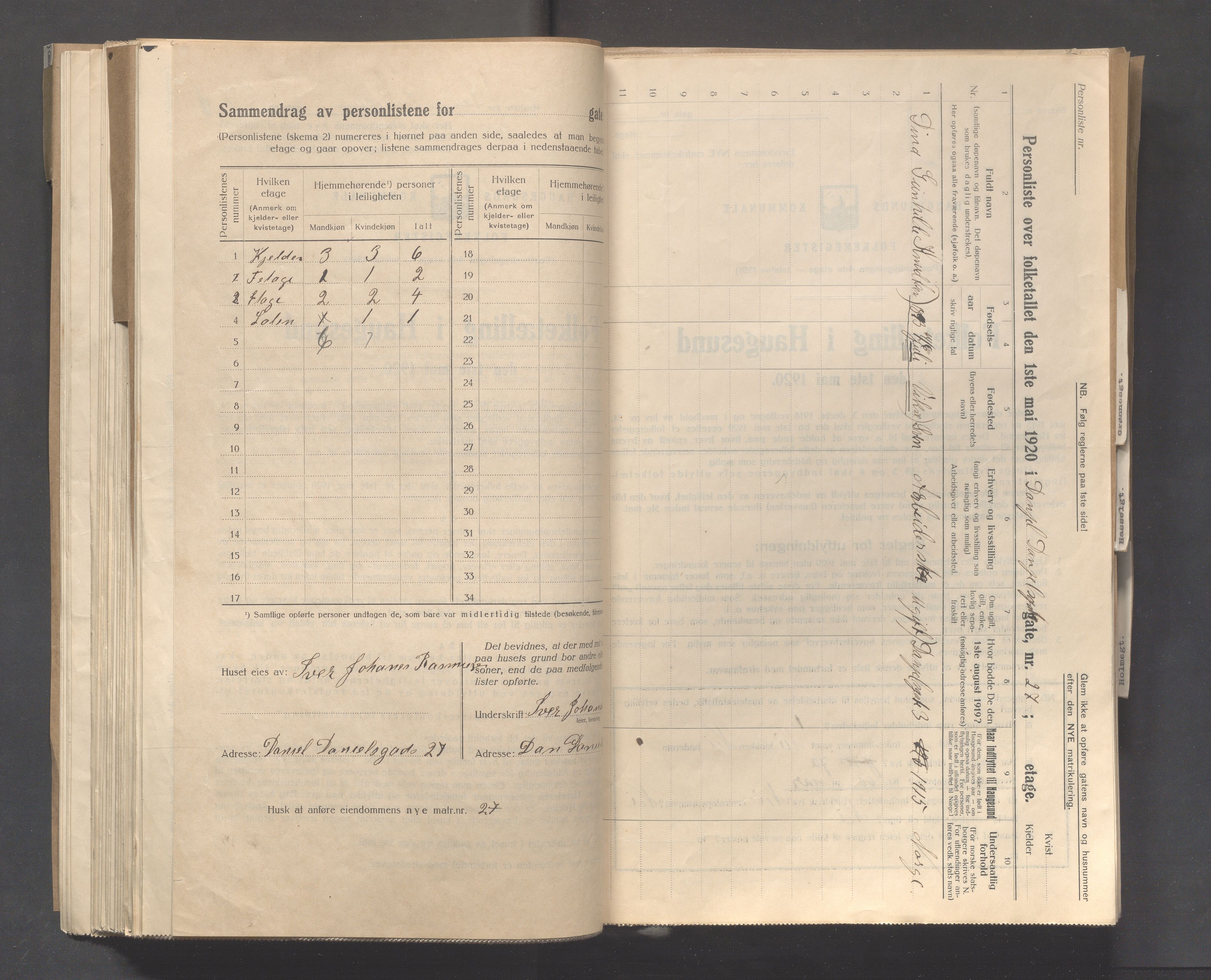 IKAR, Local census 1.5.1920 for Haugesund, 1920, p. 5694