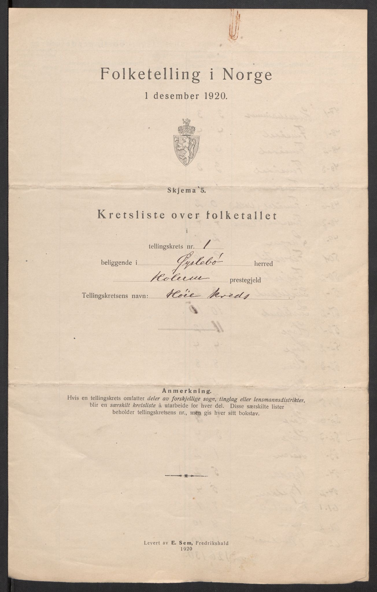 SAK, 1920 census for Øyslebø, 1920, p. 11