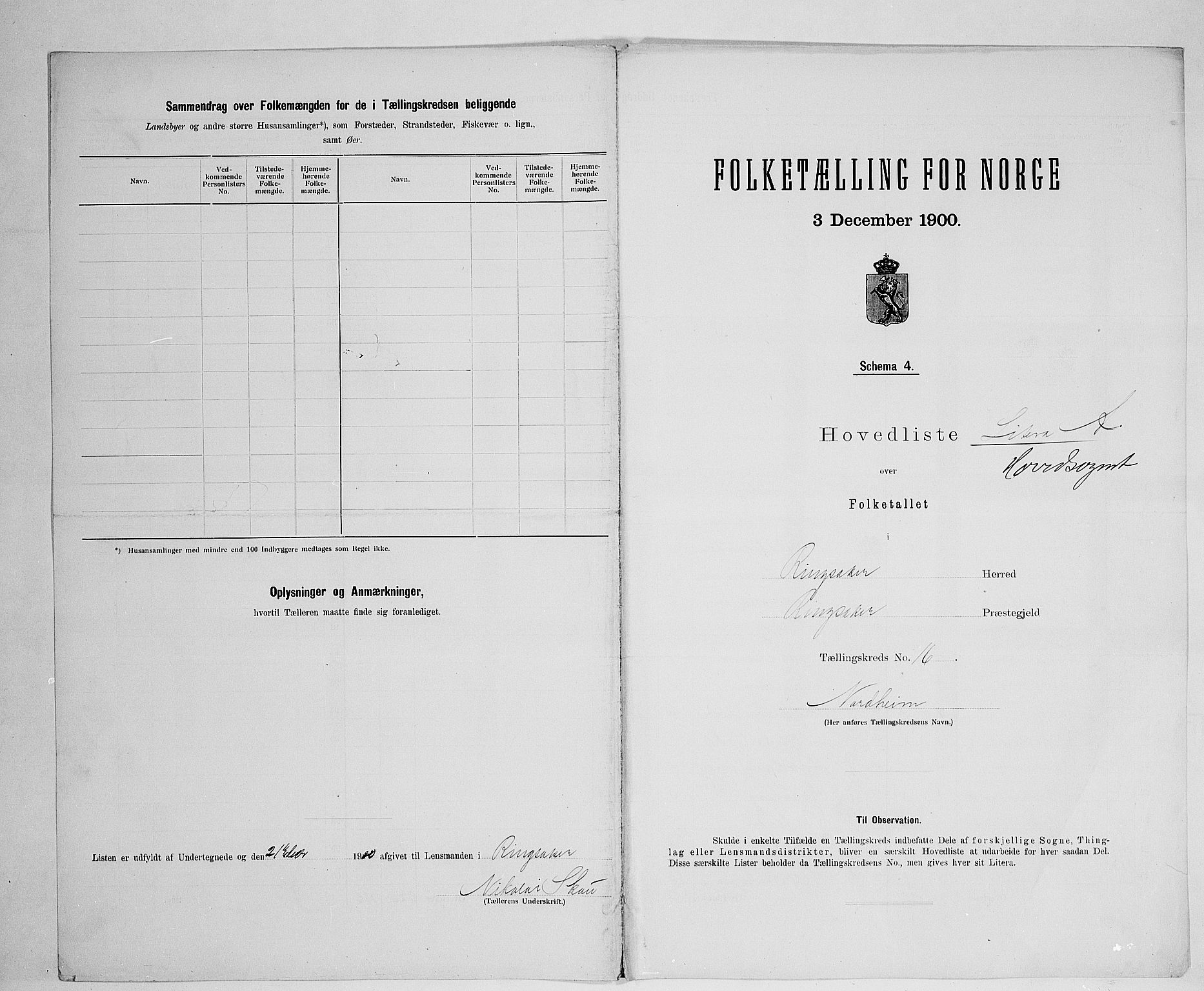 SAH, 1900 census for Ringsaker, 1900, p. 77