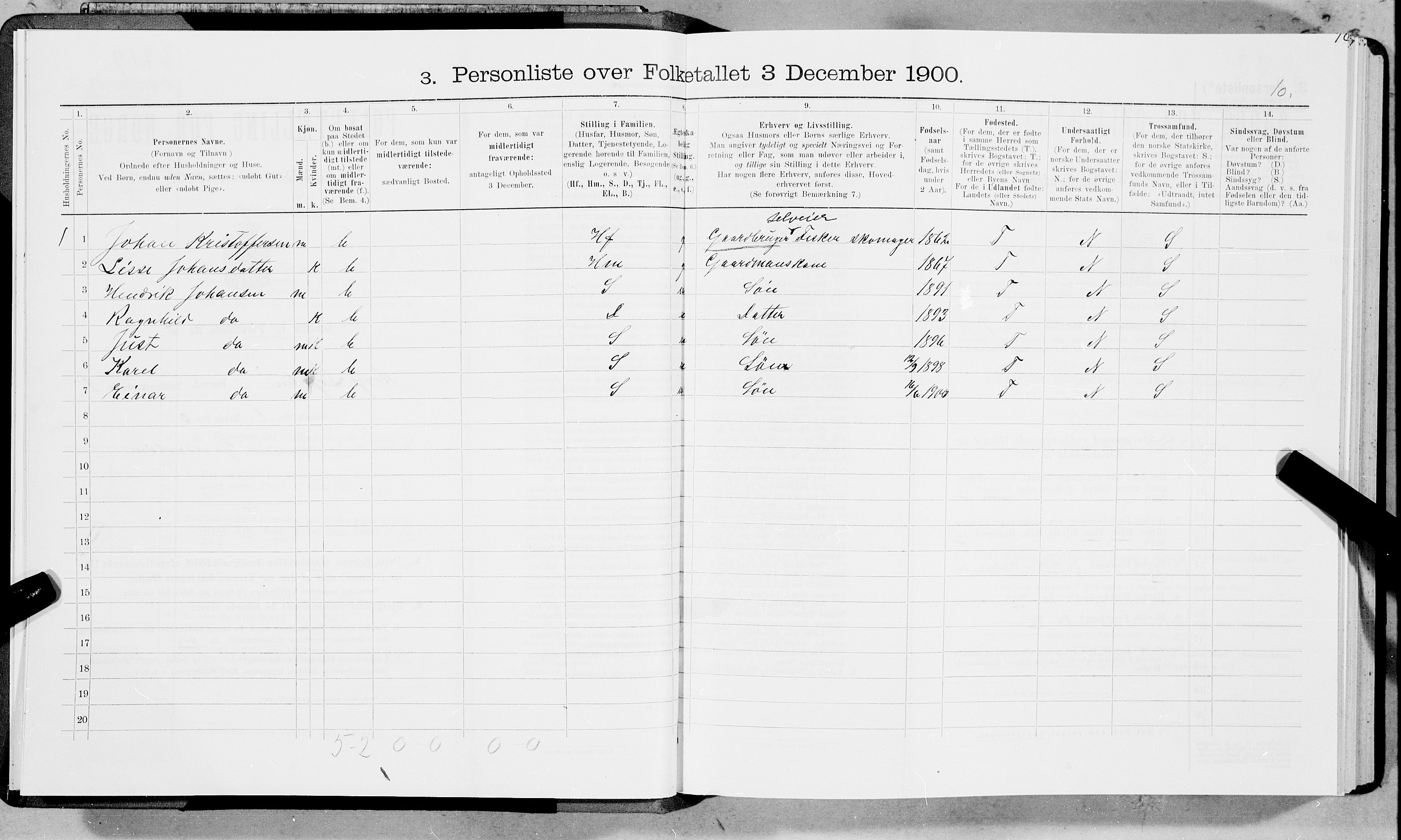 SAT, 1900 census for Borge, 1900, p. 39