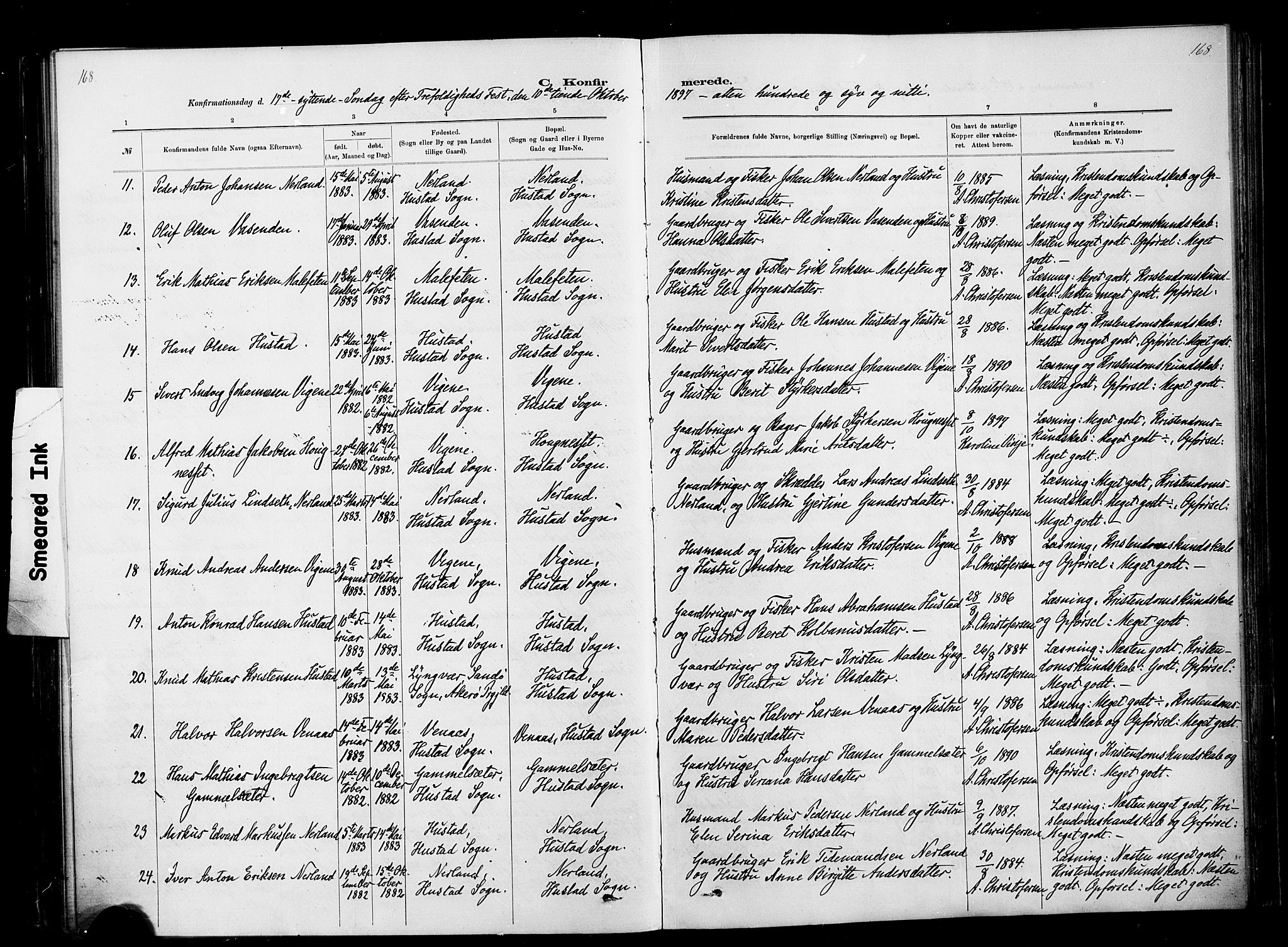 Ministerialprotokoller, klokkerbøker og fødselsregistre - Møre og Romsdal, AV/SAT-A-1454/567/L0778: Parish register (official) no. 567A01, 1881-1903, p. 168