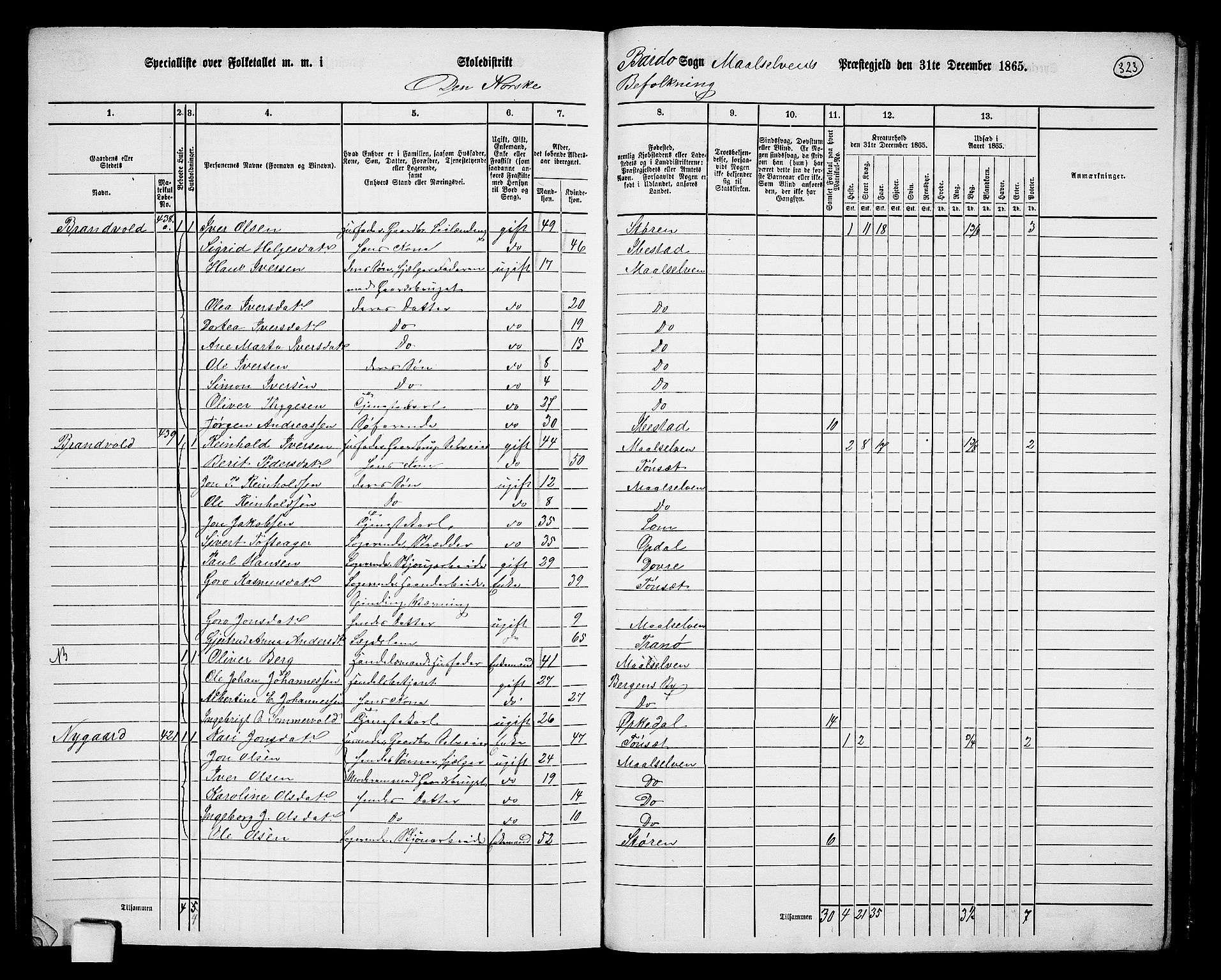 RA, 1865 census for Målselv, 1865, p. 139