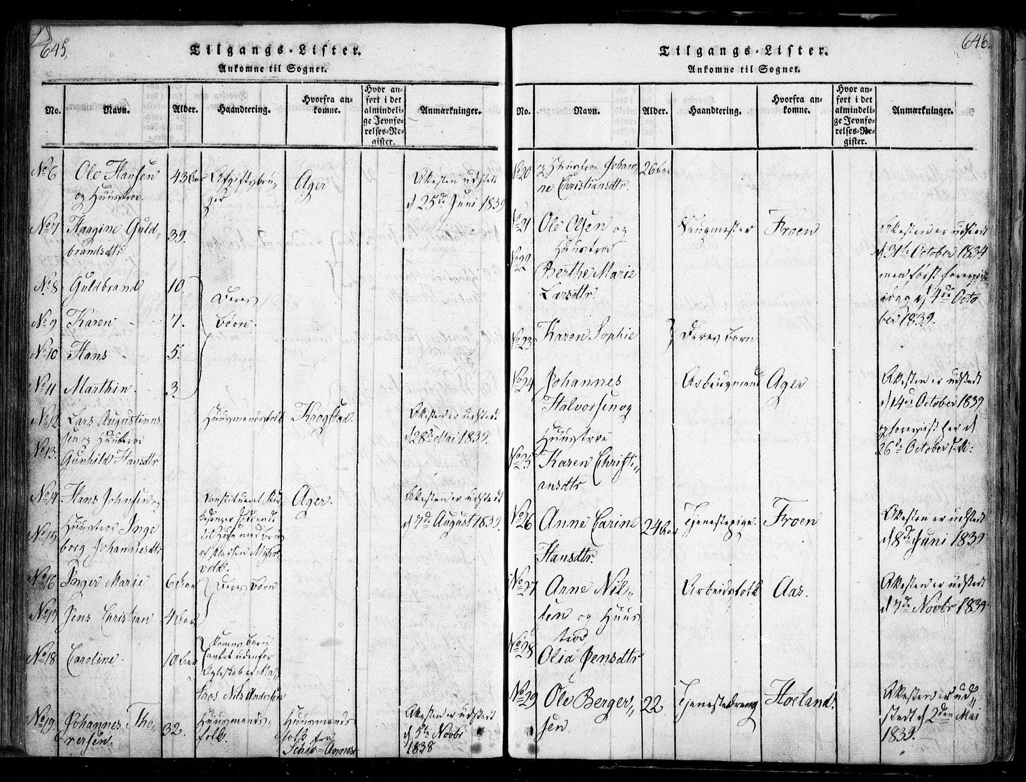 Nesodden prestekontor Kirkebøker, SAO/A-10013/F/Fa/L0006: Parish register (official) no. I 6, 1814-1847, p. 645-646